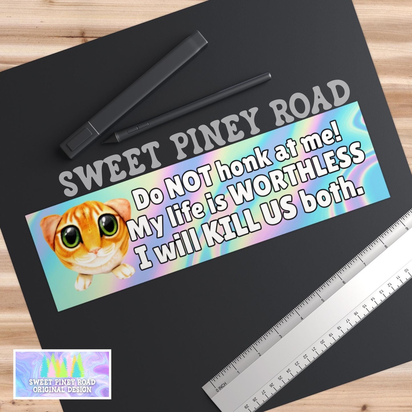 Please Don't Honk At Me Car Magnet, Cursed Cat Humor, Funny Bumper Sticker, Unhinged Dark Joke, Gag Gift For Kitty Lover, Hilarious Meme
