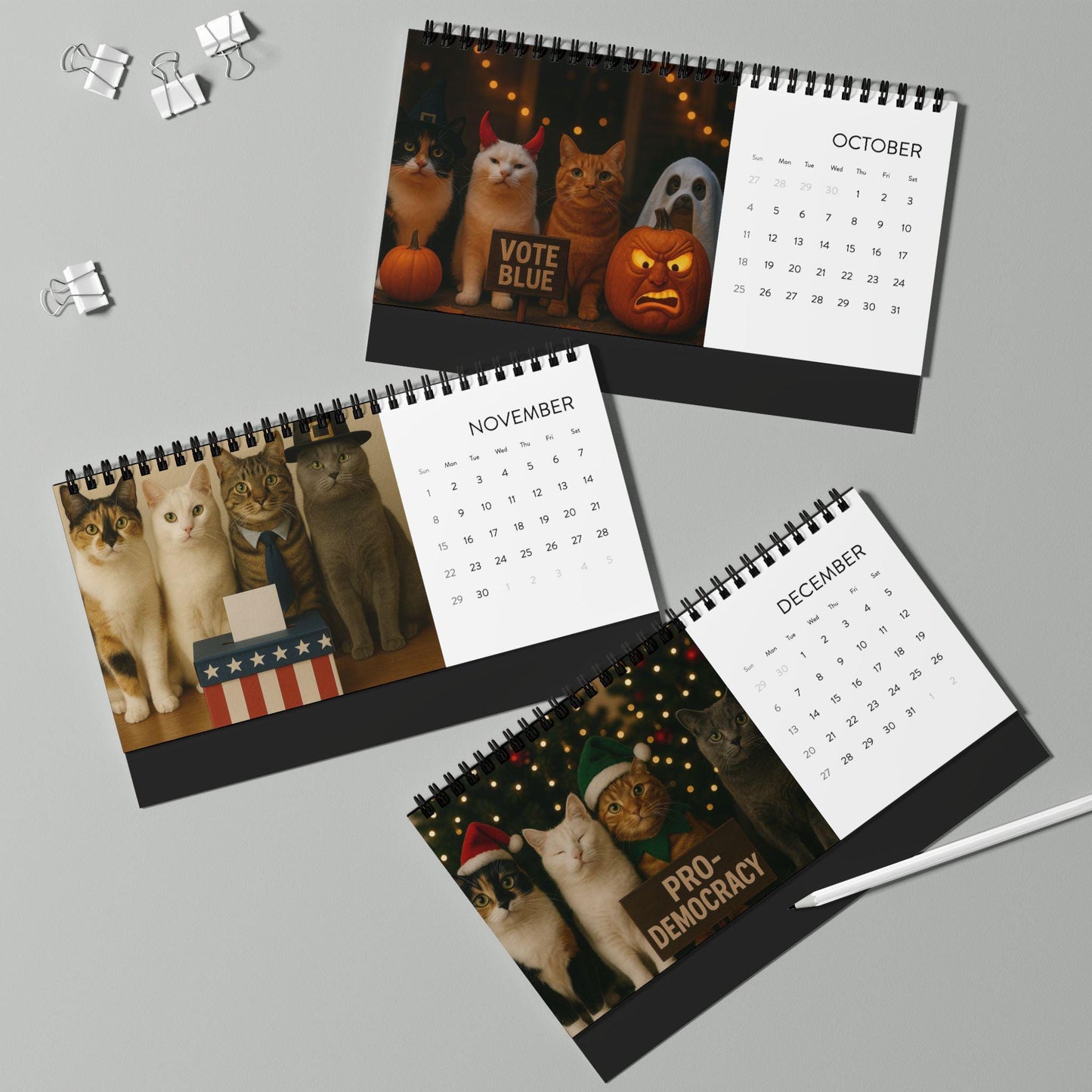 Anti Trump Cat 2026 Desktop Calendar, Kitten Lover Calendar, Funny Kitty Gag Gift, Hilarious Ideas For Office Coworker, Progressive FDT Joke