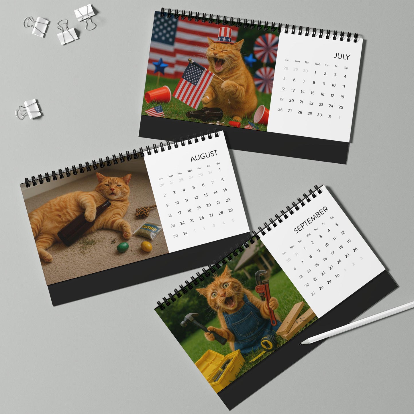 Orange Cat 2026 Desktop Calendar, Funny Cat Mom Gift, Hilarious Witty Kitty Calendar Christmas Gift, Unhinged Adult Humor Kitten Lover Decor