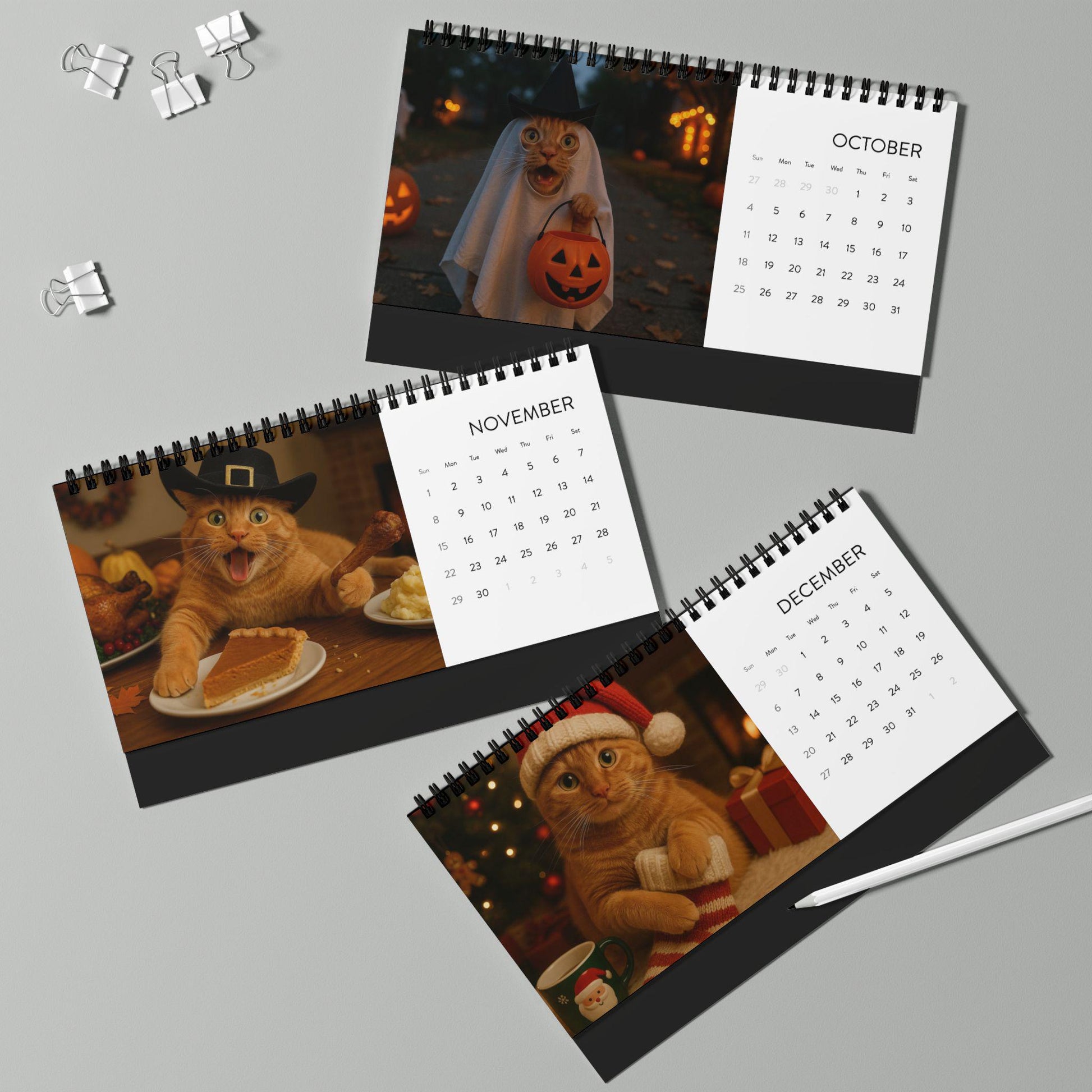 Orange Cat 2026 Desktop Calendar, Funny Cat Mom Gift, Hilarious Witty Kitty Calendar Christmas Gift, Unhinged Adult Humor Kitten Lover Decor