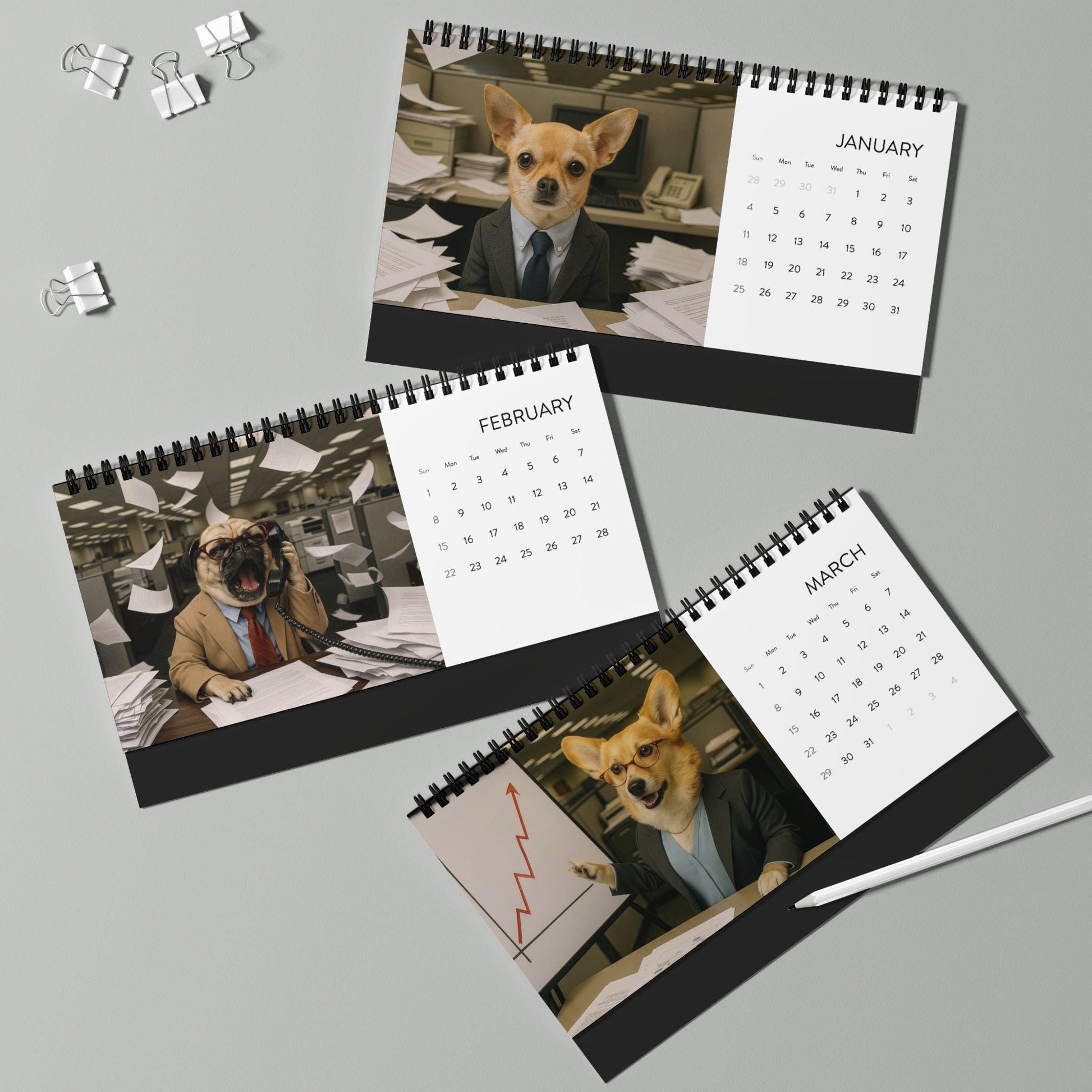 Corporate Dogs 2026 Desk Calendar, Hilarious Puppy Lover Calendar, Dog Owner Gag Gifts, Funny Gift Ideas, Desktop Office Table Decor Mini