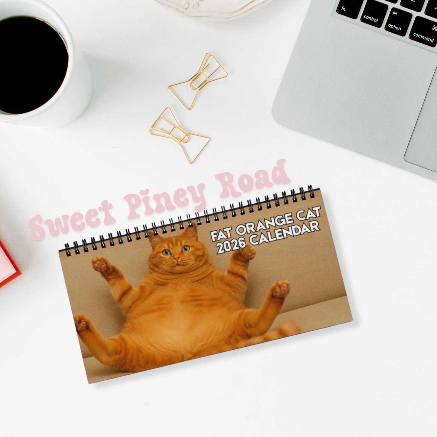 Orange Cat 2026 Desktop Calendar, Funny Cat Mom Gift, Hilarious Witty Kitty Calendar Christmas Gift, Unhinged Adult Humor Kitten Lover Decor