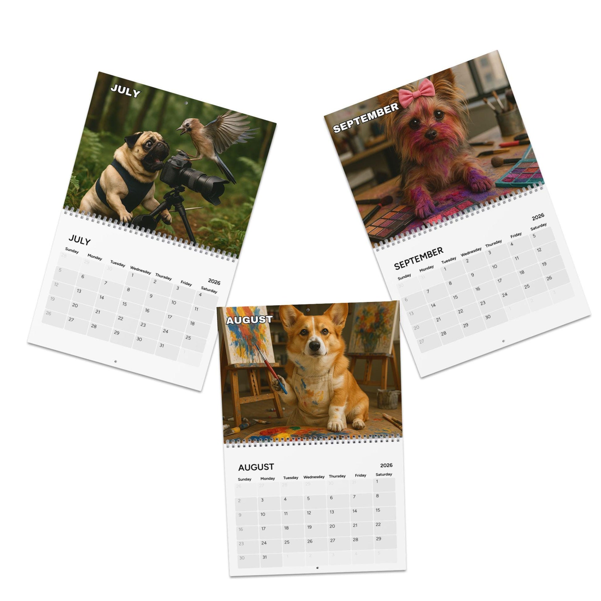 Dogs With Hobbies 2026 Calendar, Office Wall Calendar For Dog Lover, Funny Doggy Gag Gift, Calendar For Coworker Manager, Hilarious Idea