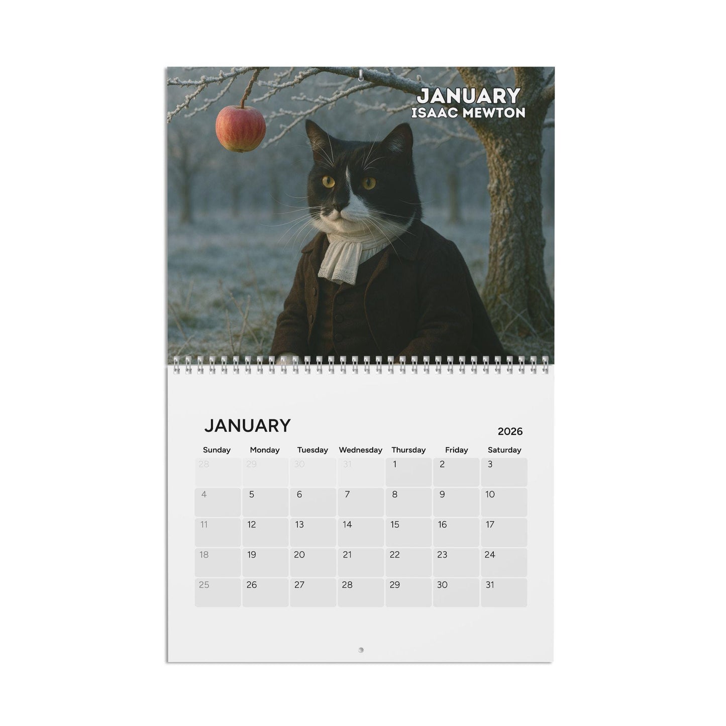 Historical Cat Art 2026 Calendar, Funny Cats Renaissance Art, History Kitty Portraits, Vintage Office Decor, Unique Artistic Cat Lover Gift