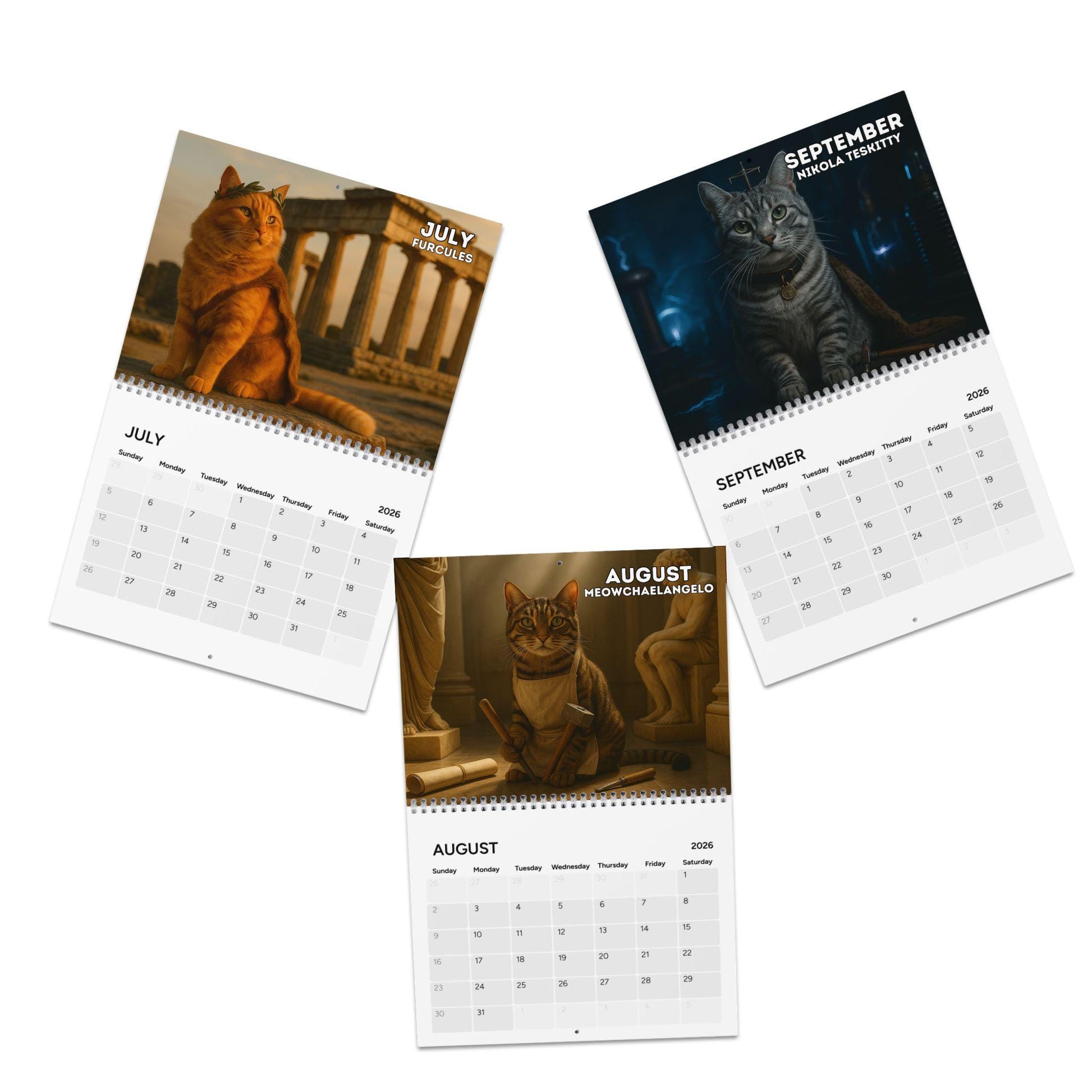 Historical Cat Art 2026 Calendar, Funny Cats Renaissance Art, History Kitty Portraits, Vintage Office Decor, Unique Artistic Cat Lover Gift