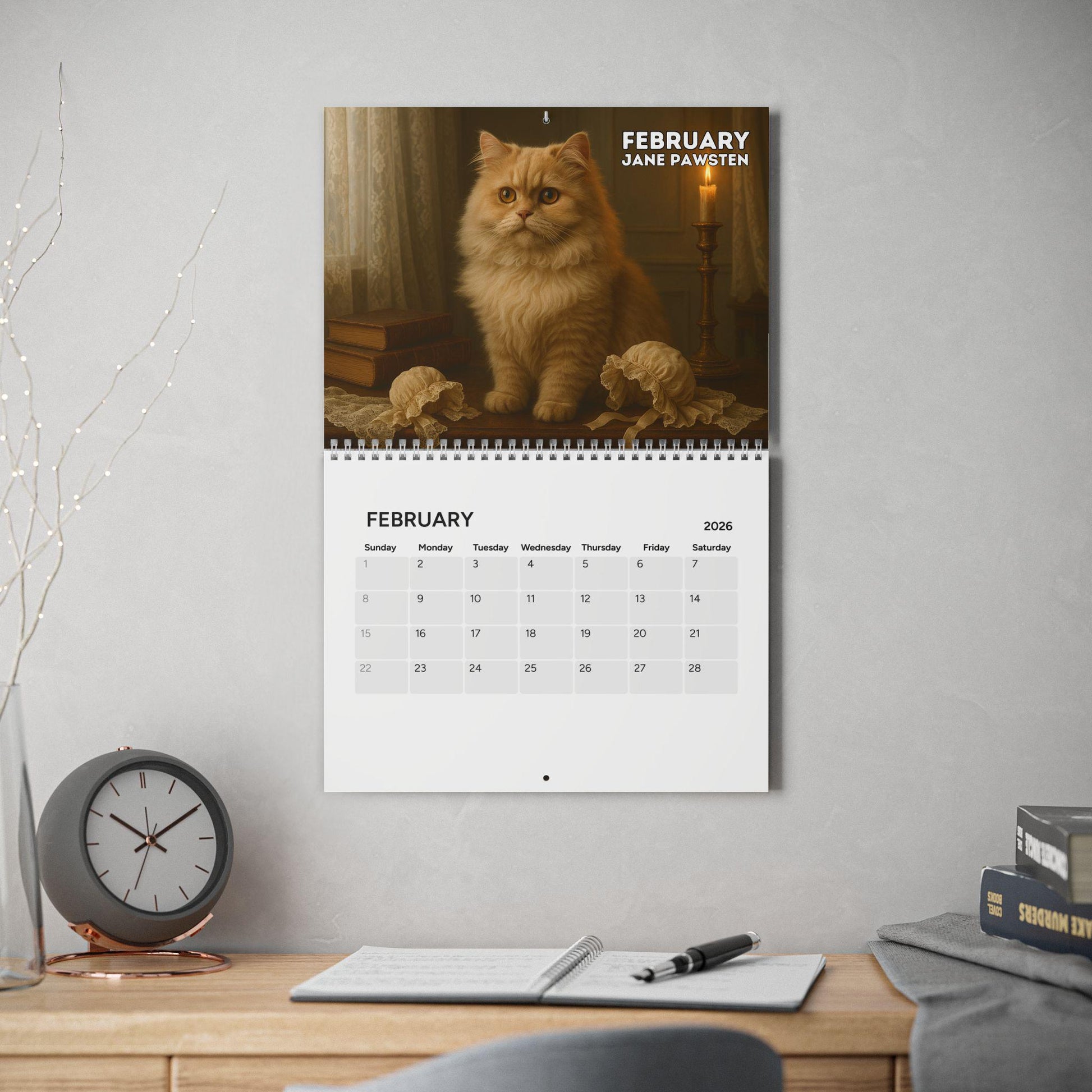 Historical Cat Art 2026 Calendar, Funny Cats Renaissance Art, History Kitty Portraits, Vintage Office Decor, Unique Artistic Cat Lover Gift