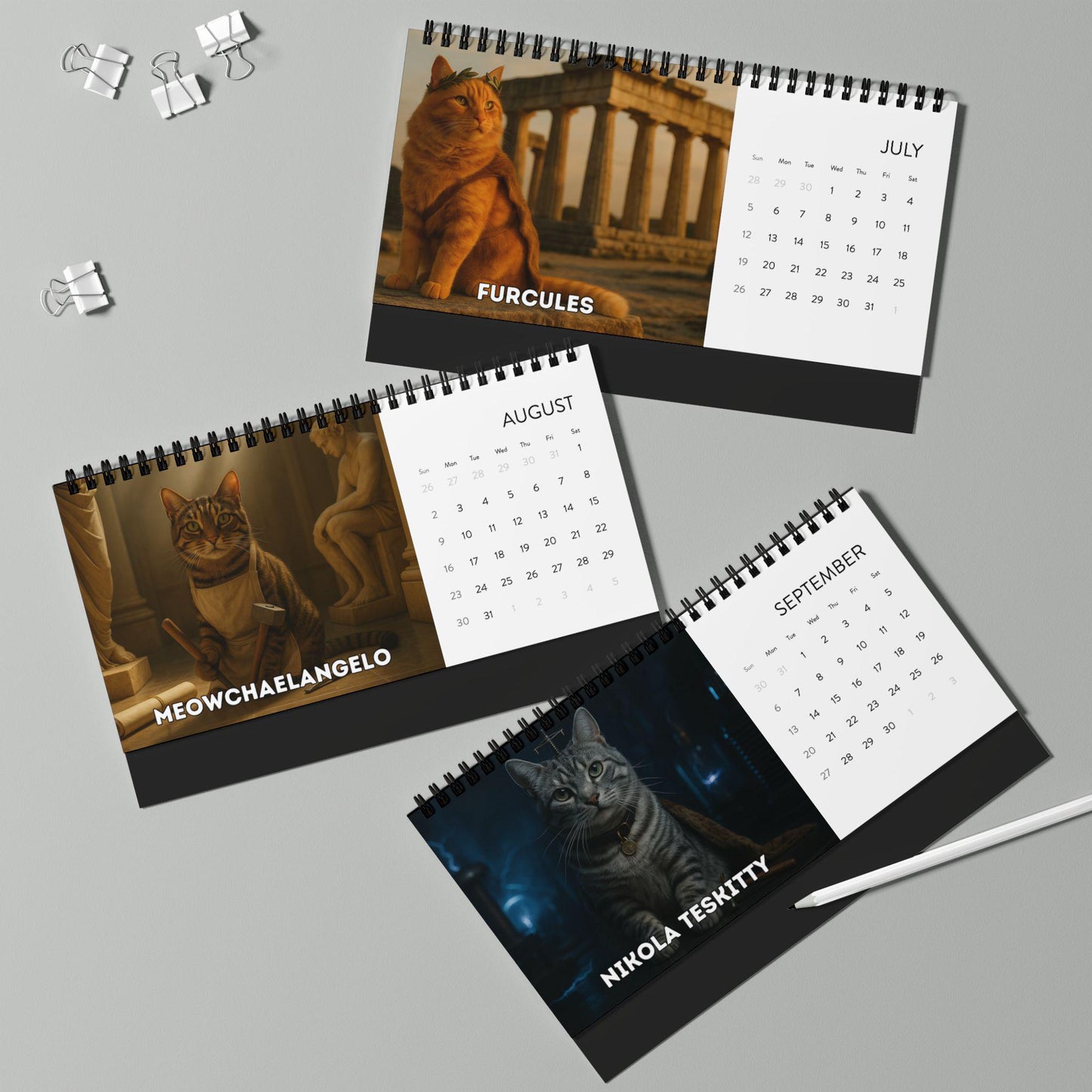 Historical Cat Art 2026 Desk Calendar, Funny Cats Renaissance Art, History Portraits, Vintage Office Decor, Unique Artistic Cat Lover Gift
