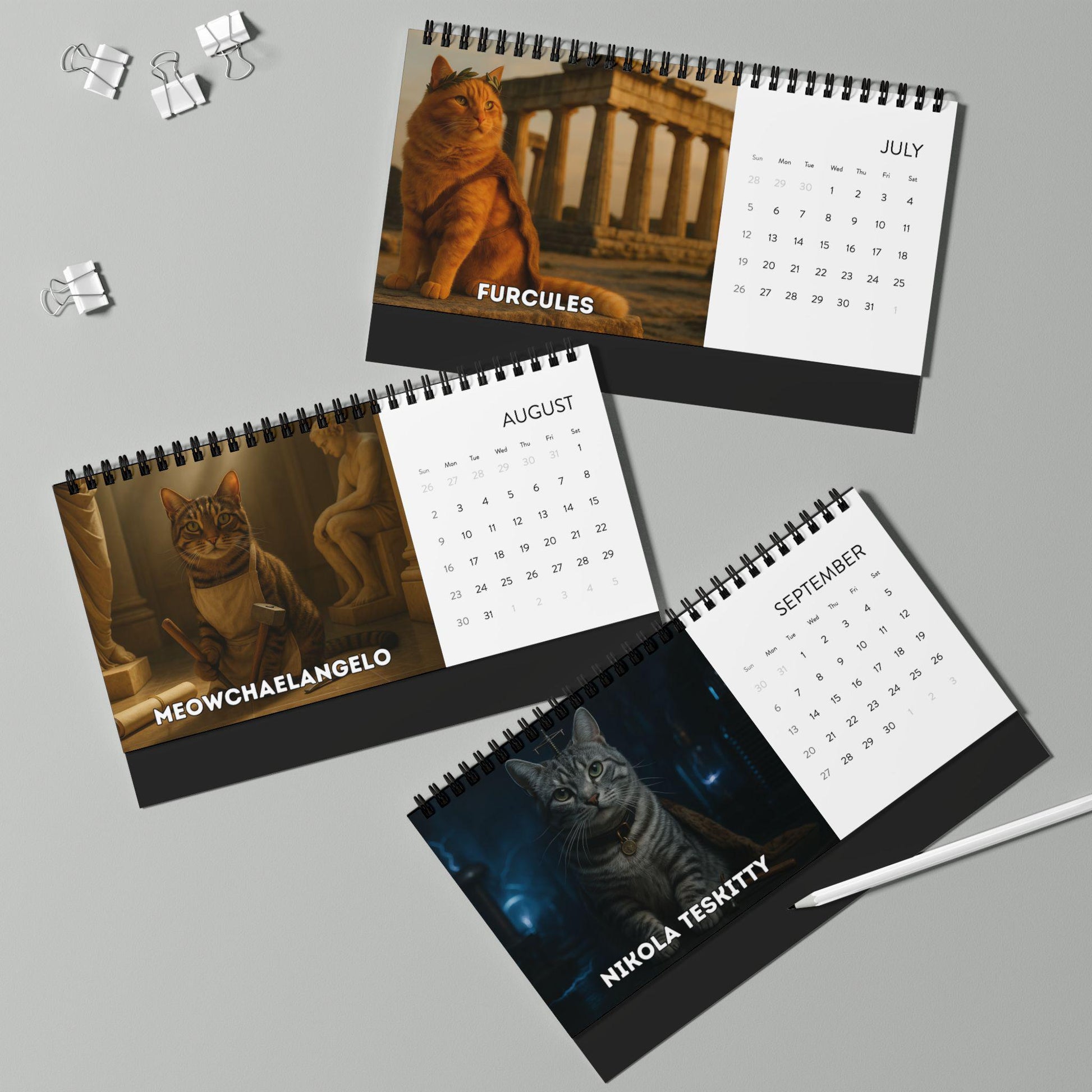 Historical Cat Art 2026 Desk Calendar, Funny Cats Renaissance Art, History Portraits, Vintage Office Decor, Unique Artistic Cat Lover Gift