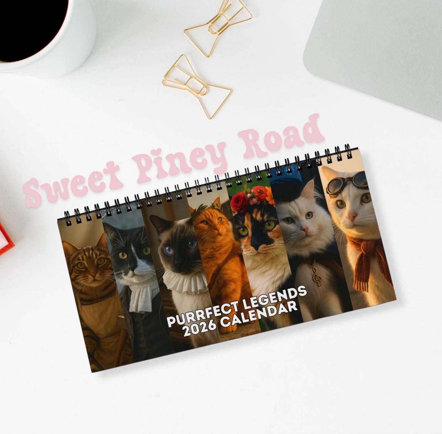 Historical Cat Art 2026 Desk Calendar, Funny Cats Renaissance Art, History Portraits, Vintage Office Decor, Unique Artistic Cat Lover Gift