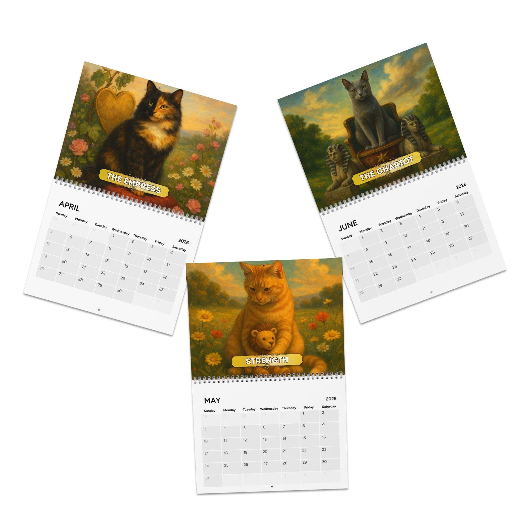 Tarot Cat 2026 Calendar, Witchy Cat Art Calendar, Mystic Feline Wall Art, Goth Aesthetic Gift, Astrology & Tarot Lovers Witch Office Decor