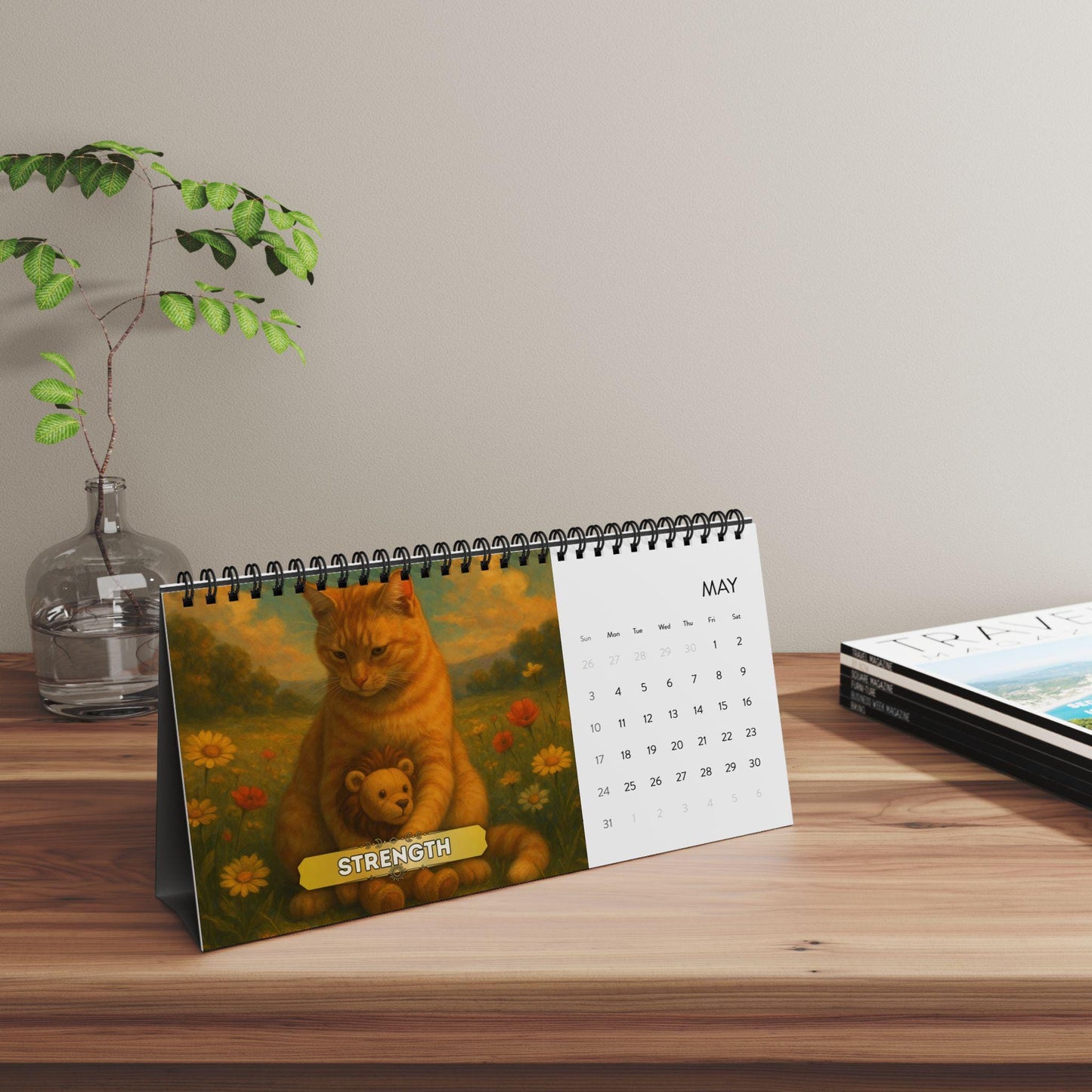 Tarot Cat Desk Calendar 2026, Witchy Cat Art Office Decor, Mini Mystic Feline Calendar, Goth Aesthetic Gift, Tarot Lover Desk Art Astrology