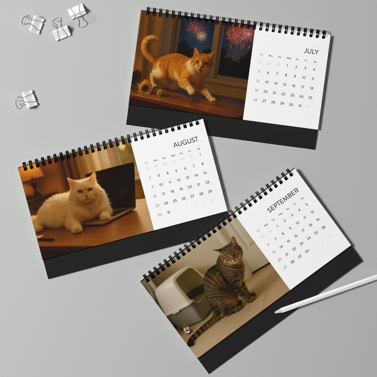 Naughty Cat Wall Calendar 2026, Christmas Gift Cat Mom Gag Gift Funny Weird Gifts White Elephant Secret Santa Kitty Office Decor Hilarious