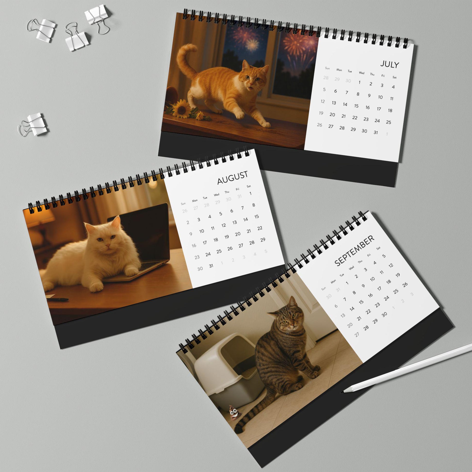 Naughty Cat Wall Calendar 2026, Christmas Gift Cat Mom Gag Gift Funny Weird Gifts White Elephant Secret Santa Kitty Office Decor Hilarious