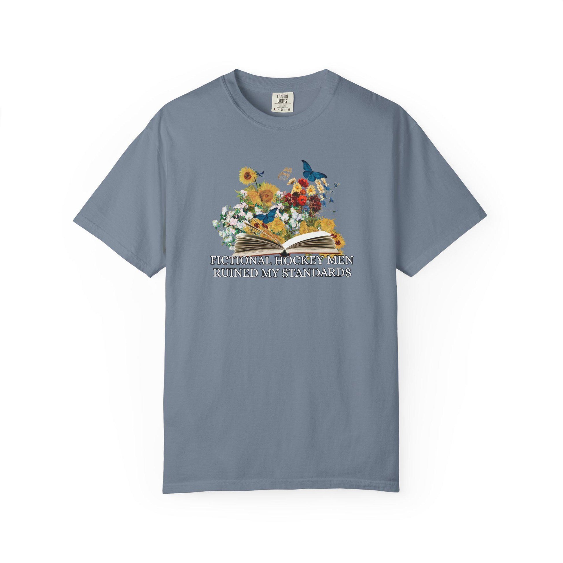 Hockey Book Lover Romance Tshirt, Enemies to Lovers Tee, Bookish Fictional Men Ruined My Standards Shirt