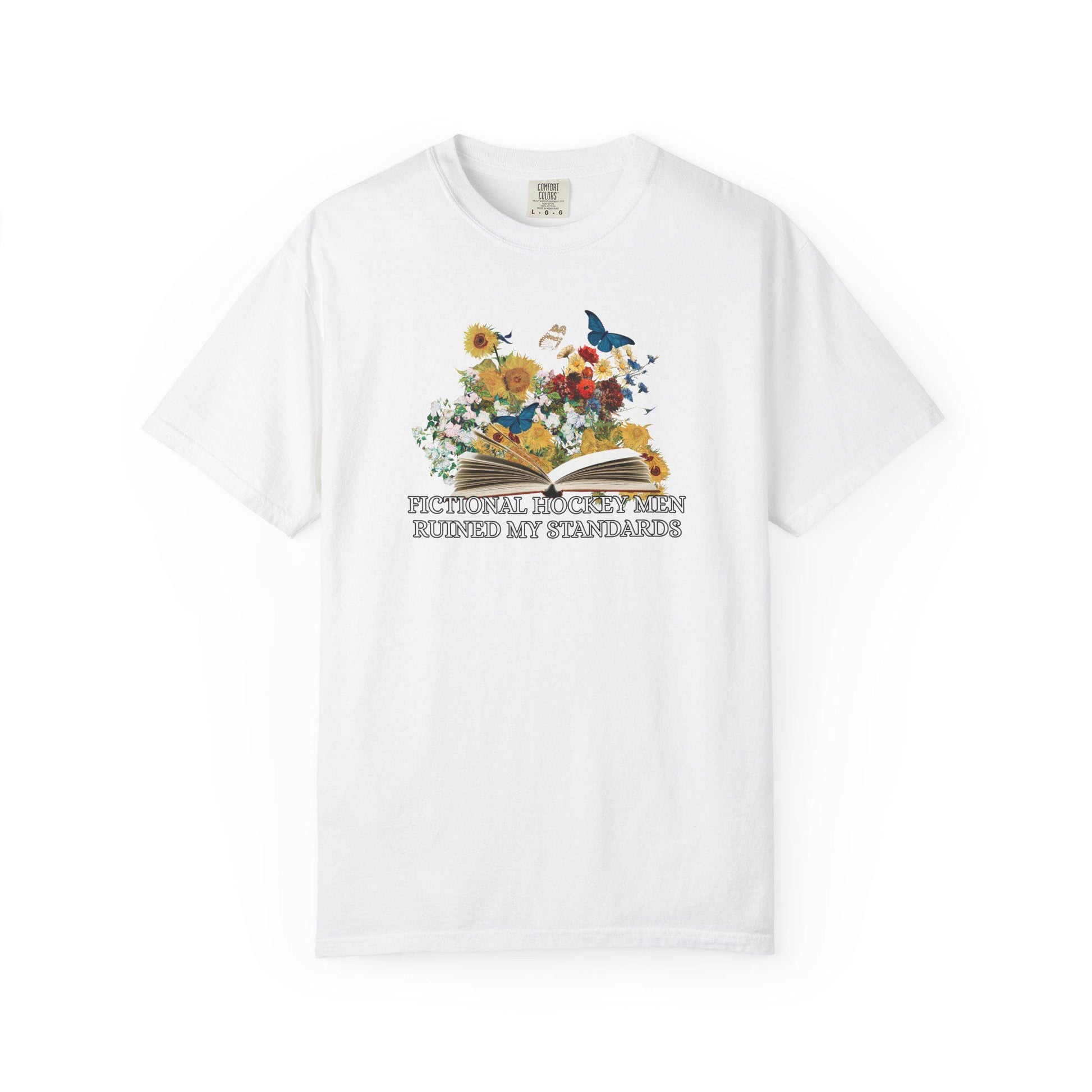 Hockey Book Lover Romance Tshirt, Enemies to Lovers Tee, Bookish Fictional Men Ruined My Standards Shirt
