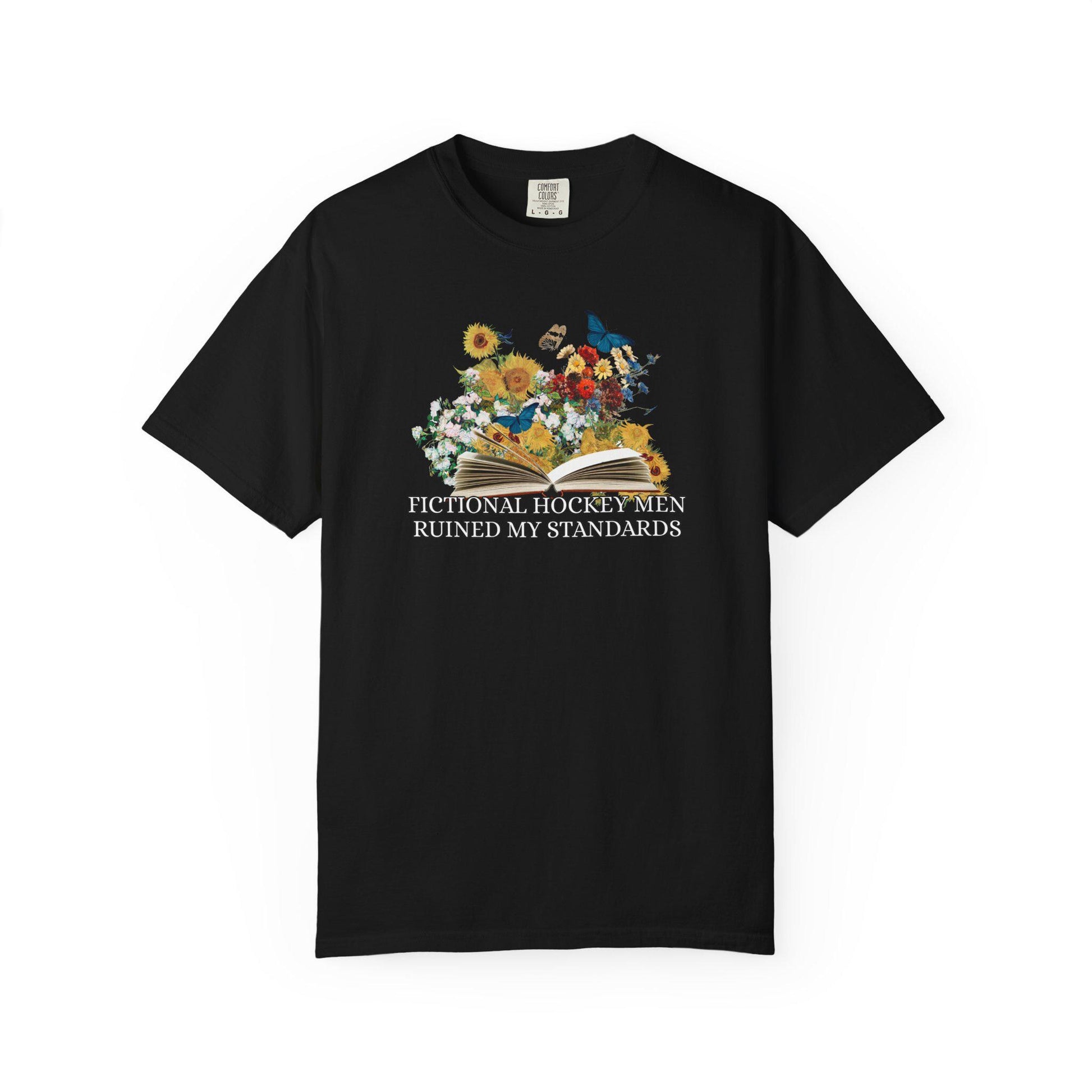 Hockey Book Lover Romance Tshirt, Enemies to Lovers Tee, Bookish Fictional Men Ruined My Standards Shirt