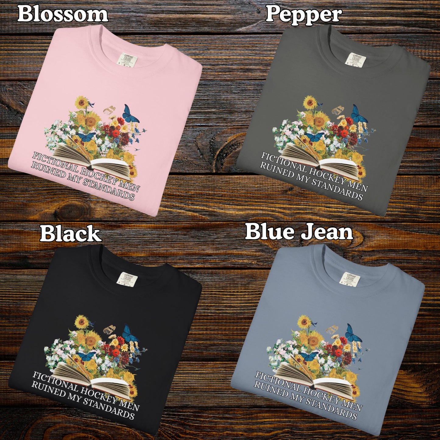 Hockey Book Lover Romance Tshirt, Enemies to Lovers Tee, Bookish Fictional Men Ruined My Standards Shirt