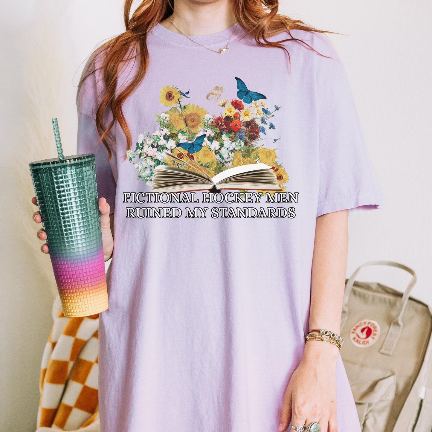 Hockey Book Lover Romance Tshirt, Enemies to Lovers Tee, Bookish Fictional Men Ruined My Standards Shirt