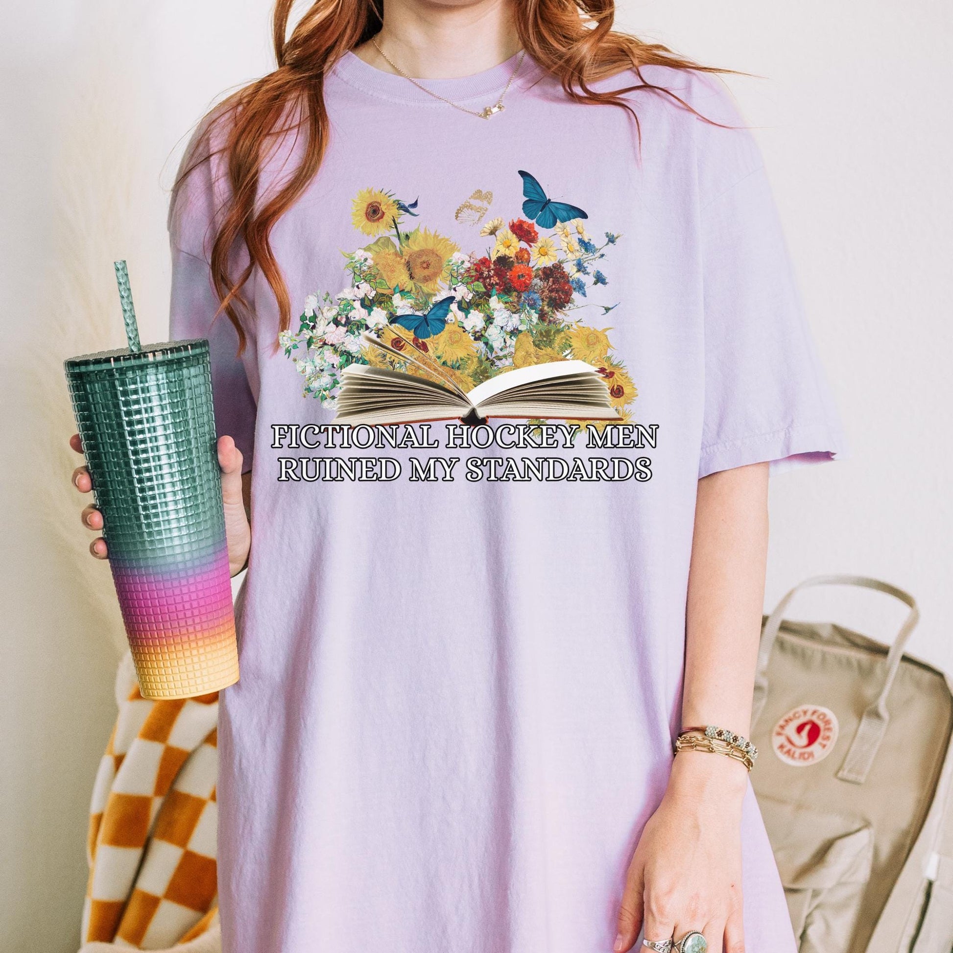 Hockey Book Lover Romance Tshirt, Enemies to Lovers Tee, Bookish Fictional Men Ruined My Standards Shirt