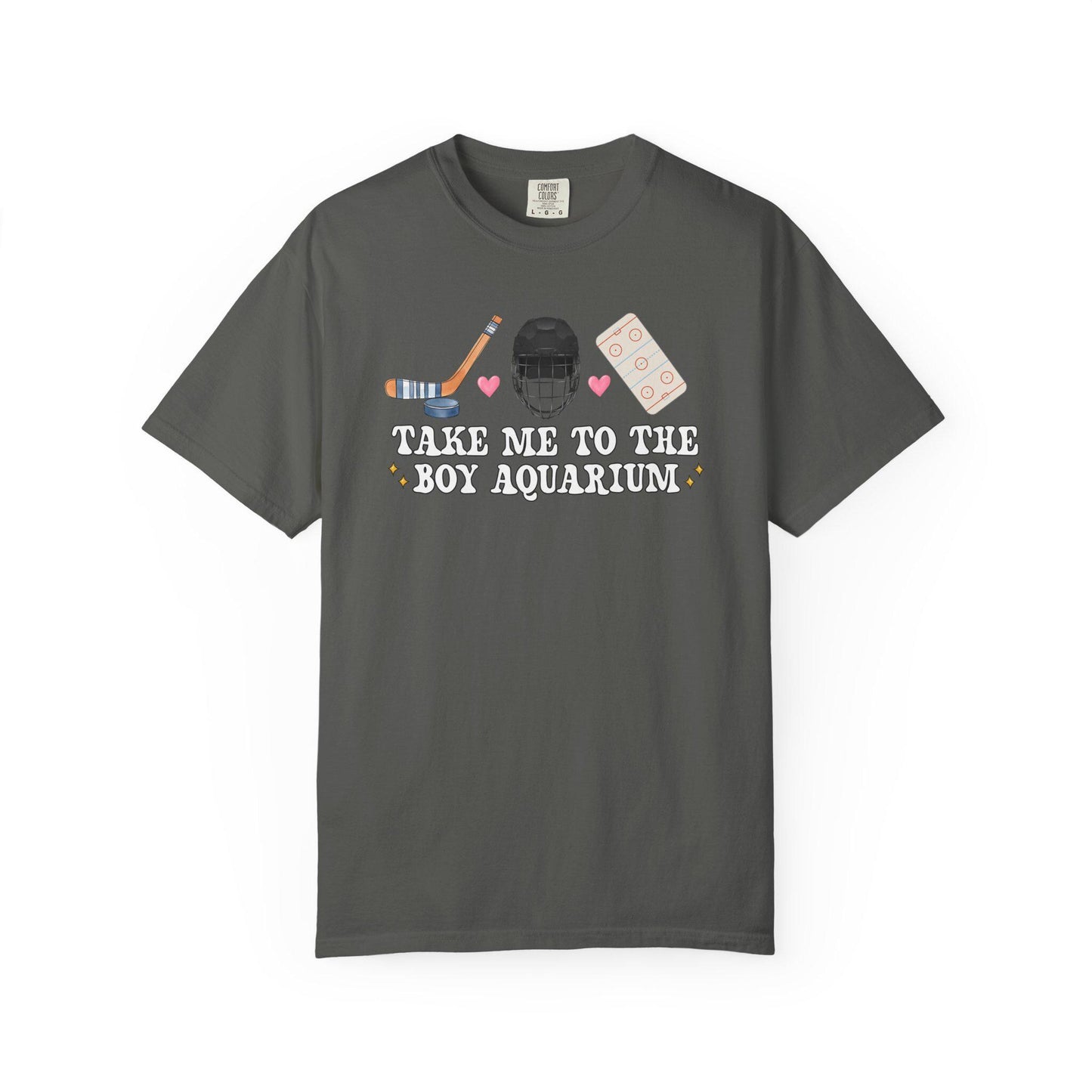 Take Me To The Boy Aquarium Shirt, Funny Hockey Mom Tee, Sarcastic Game Day Shirt, Witty Hockey Fan Gift Comfort Colors T-Shirt