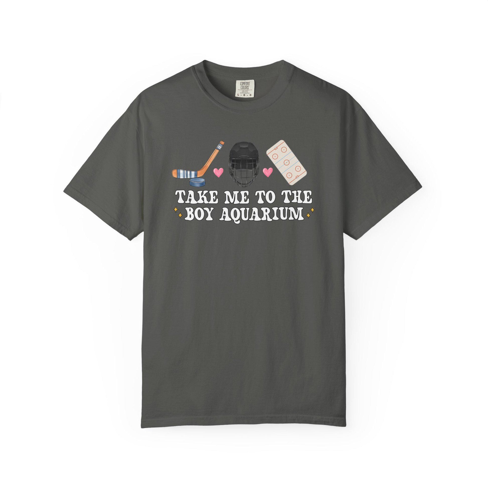 Take Me To The Boy Aquarium Shirt, Funny Hockey Mom Tee, Sarcastic Game Day Shirt, Witty Hockey Fan Gift Comfort Colors T-Shirt