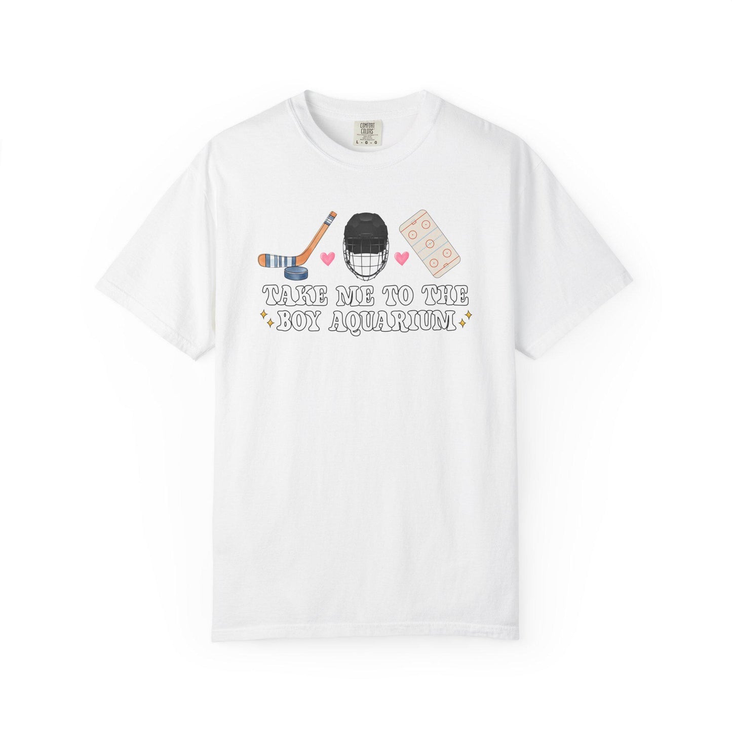 Take Me To The Boy Aquarium Shirt, Funny Hockey Mom Tee, Sarcastic Game Day Shirt, Witty Hockey Fan Gift Comfort Colors T-Shirt