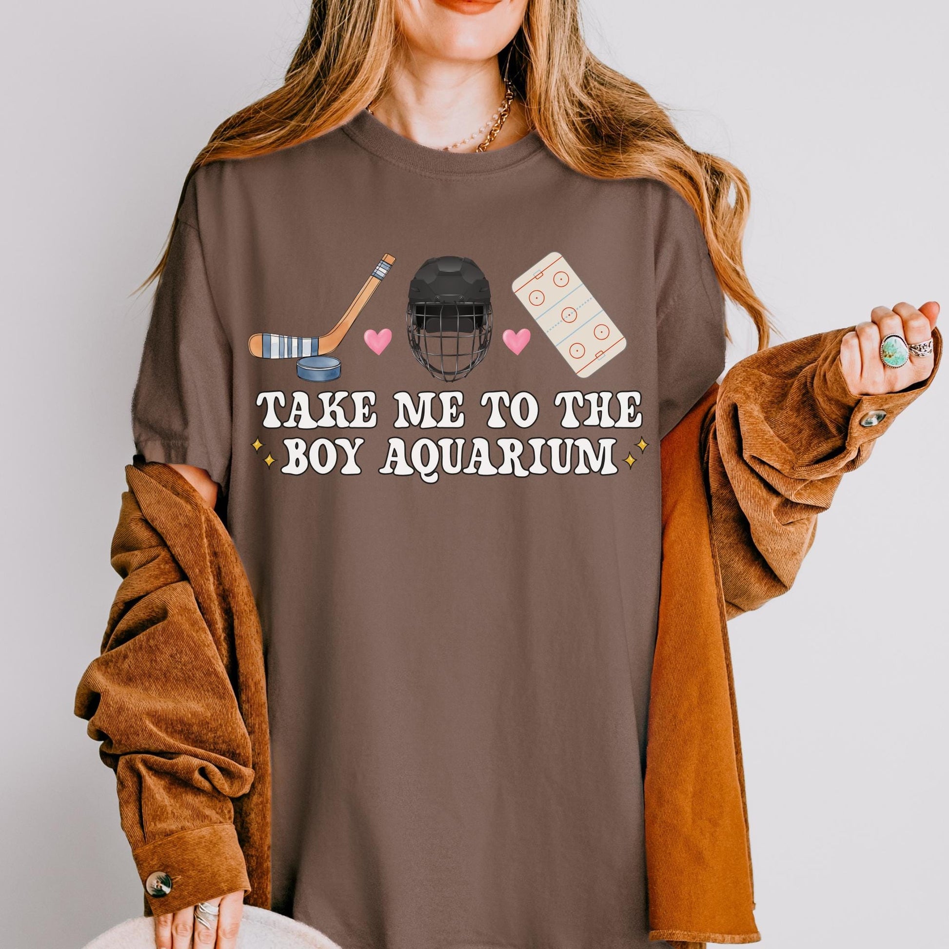 Take Me To The Boy Aquarium Shirt, Funny Hockey Mom Tee, Sarcastic Game Day Shirt, Witty Hockey Fan Gift Comfort Colors T-Shirt