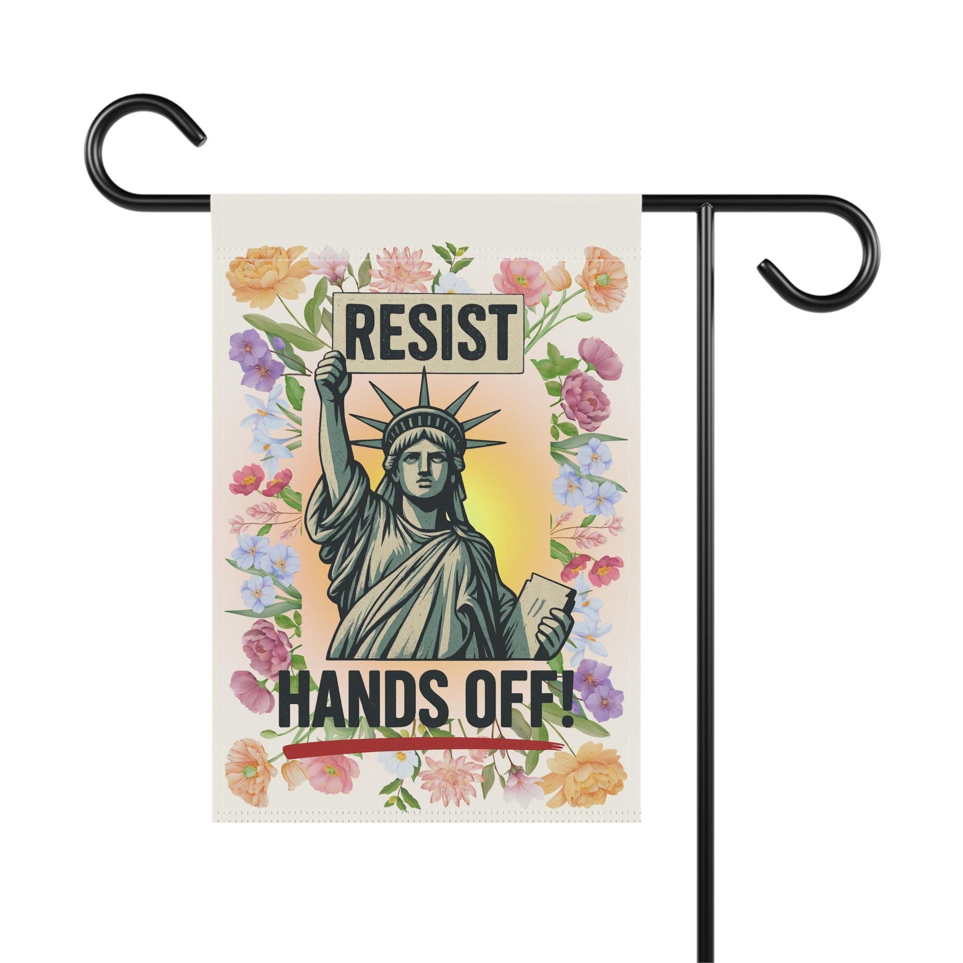 Resist Hands Off Lady Liberty Garden Flag, Anti Trump Anti MAGA Yard Flag, Home Decor For Leftist Liberal, Outdoors Waterproof, FDT Banner
