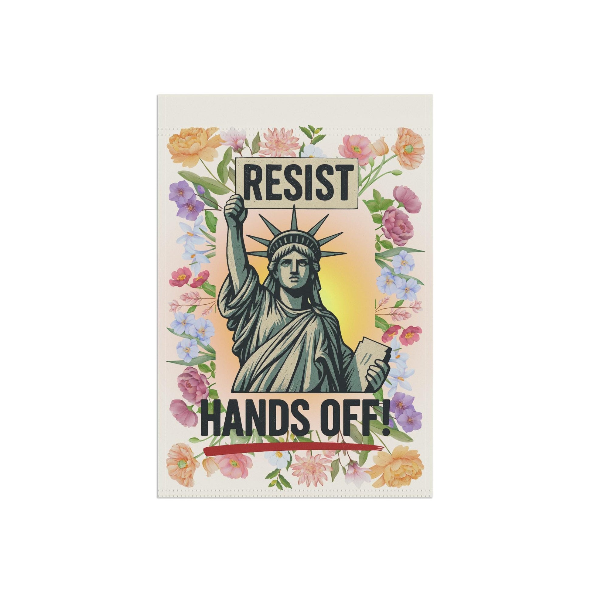 Resist Hands Off Lady Liberty Garden Flag, Anti Trump Anti MAGA Yard Flag, Home Decor For Leftist Liberal, Outdoors Waterproof, FDT Banner