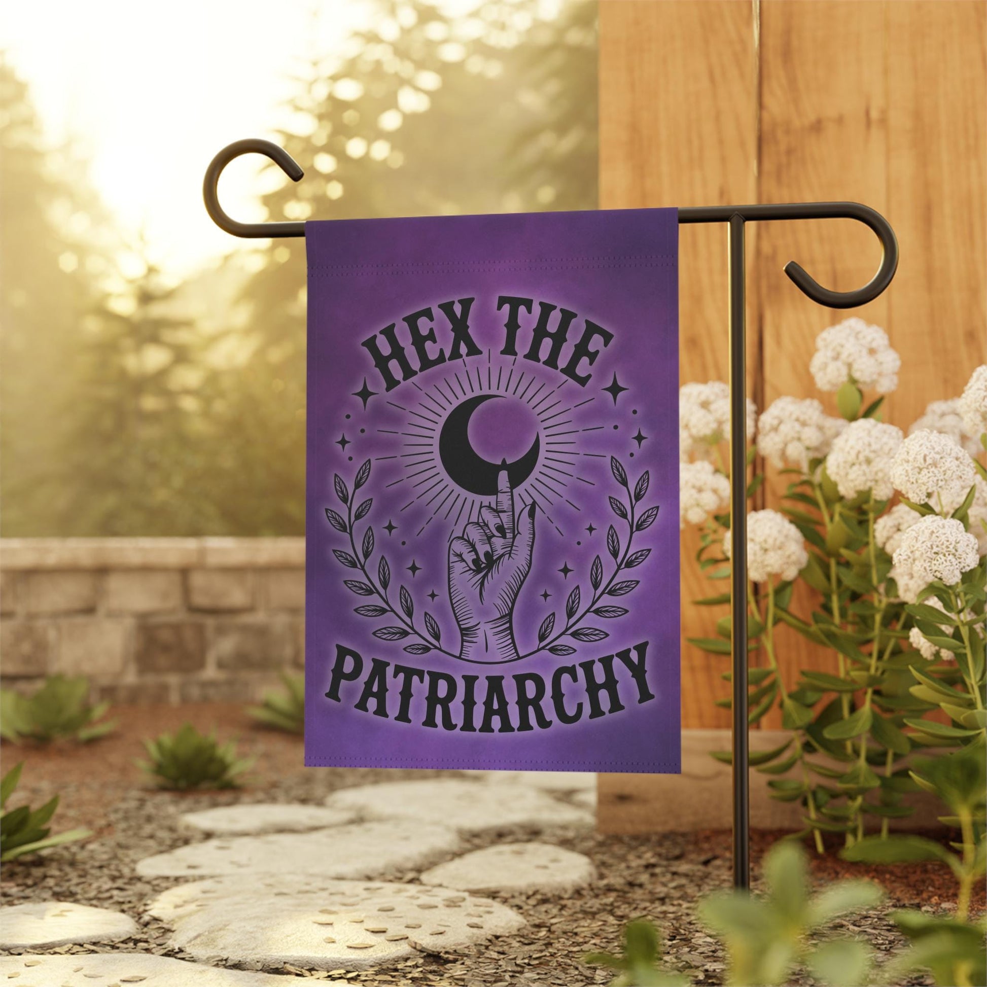 Hex The Patriarchy Yard Flag, Feminist Quote Banner, Feminine Rage Witch Garden Home Decor, Cute FDT Anti Trump Gift For Witchy Girlfriend