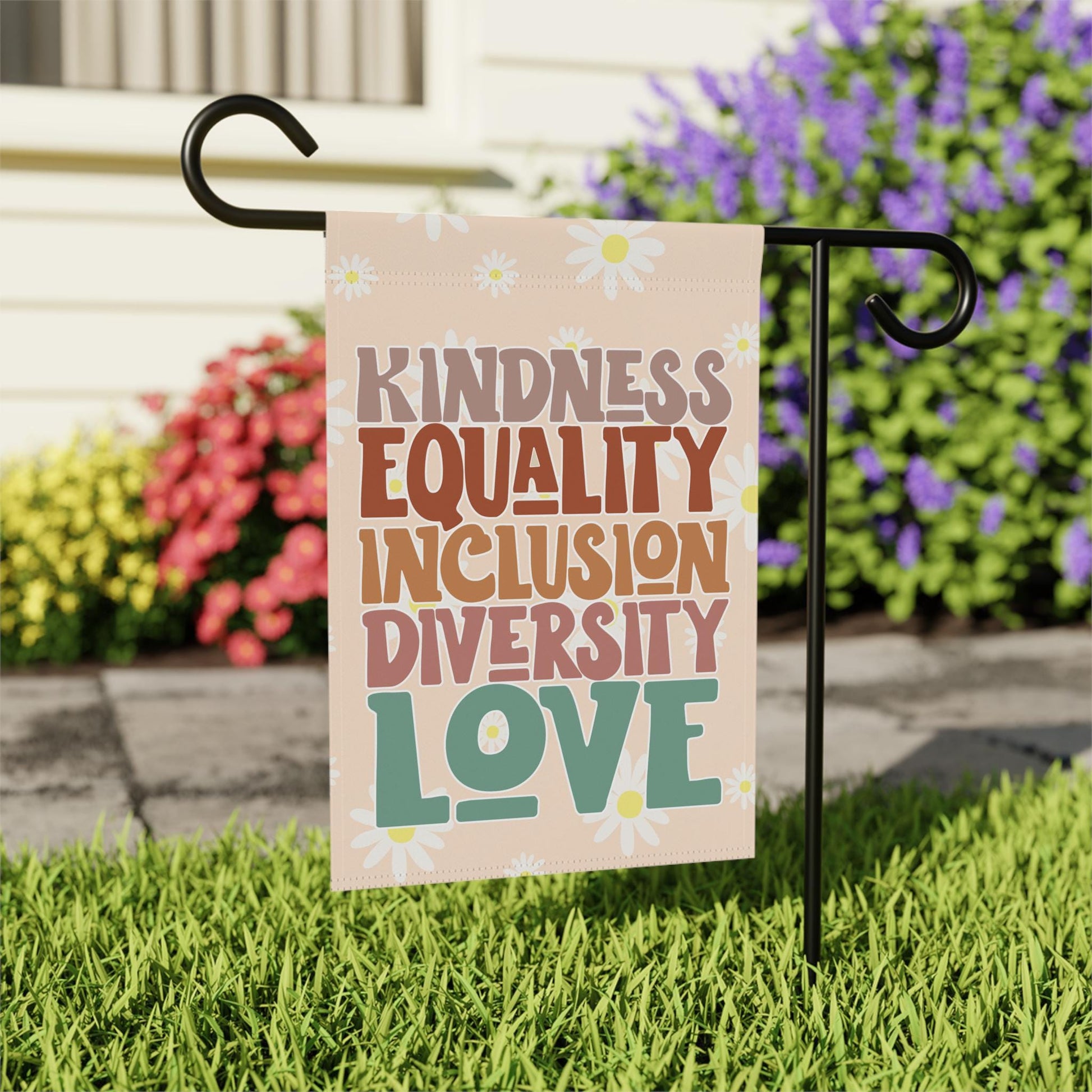 Kindness Equality Inclusion Diversity Love Yard Flag, Liberal Spring Garden Banner, FDT LGBTQIA+ Rights, Leftist Home Decor, Eat The Rich
