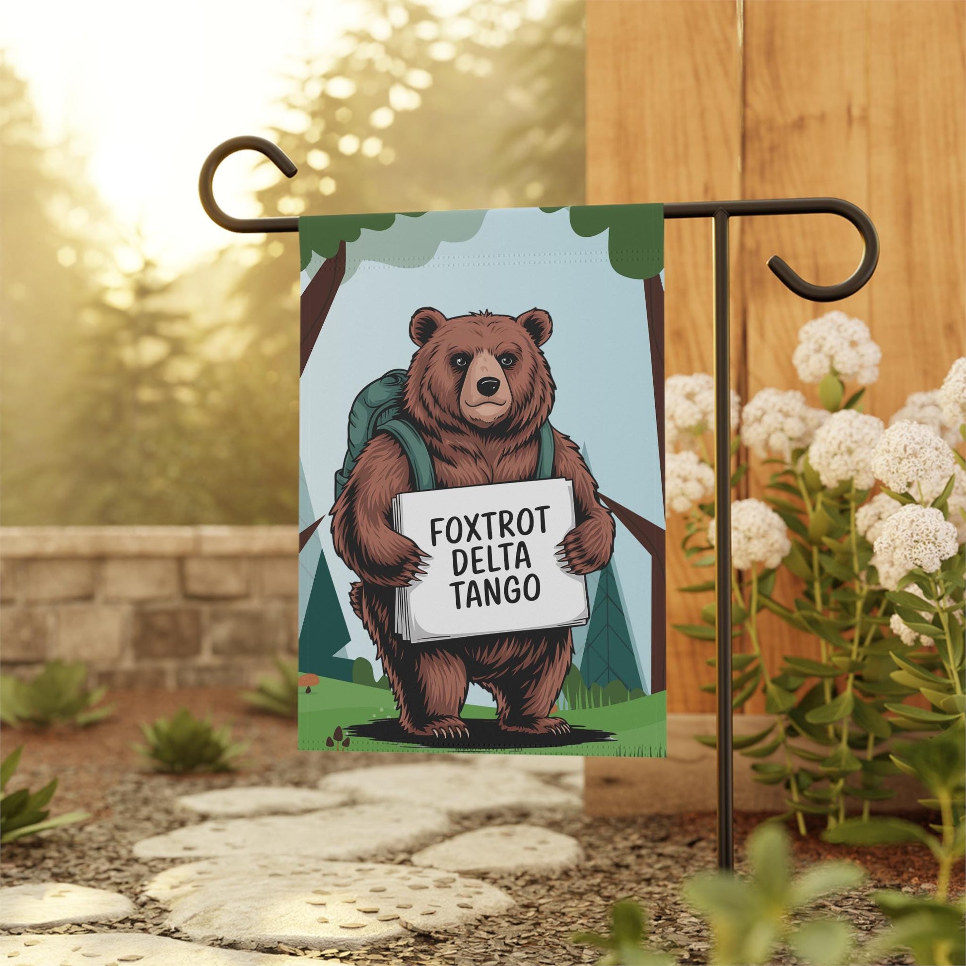 Foxtrot Delta Tango Bear Yard Flag, Liberal Garden Banner Home Decor, Leftist Eat The Rich Save Wildlife FDT Decoration Anti Trump Anti MAGA