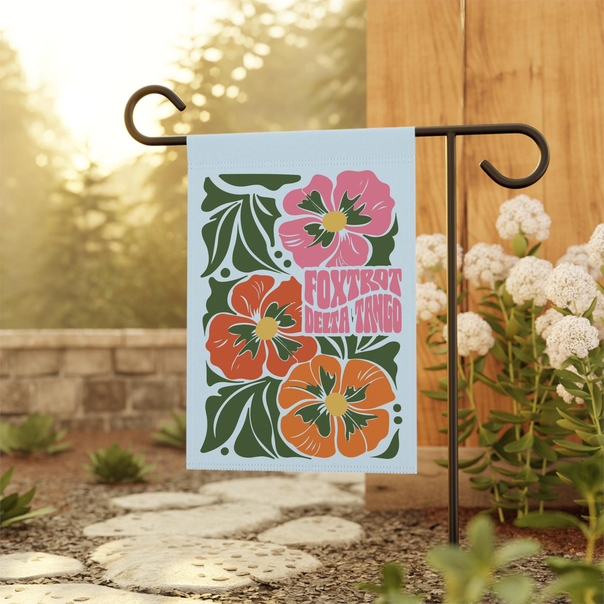 Subtle Foxtrot Delta Tango Yard Flag, FDT Floral Garden Banner, Anti MAGA Anti Trump Flower Design Home Decor, Gift For Liberal Leftist