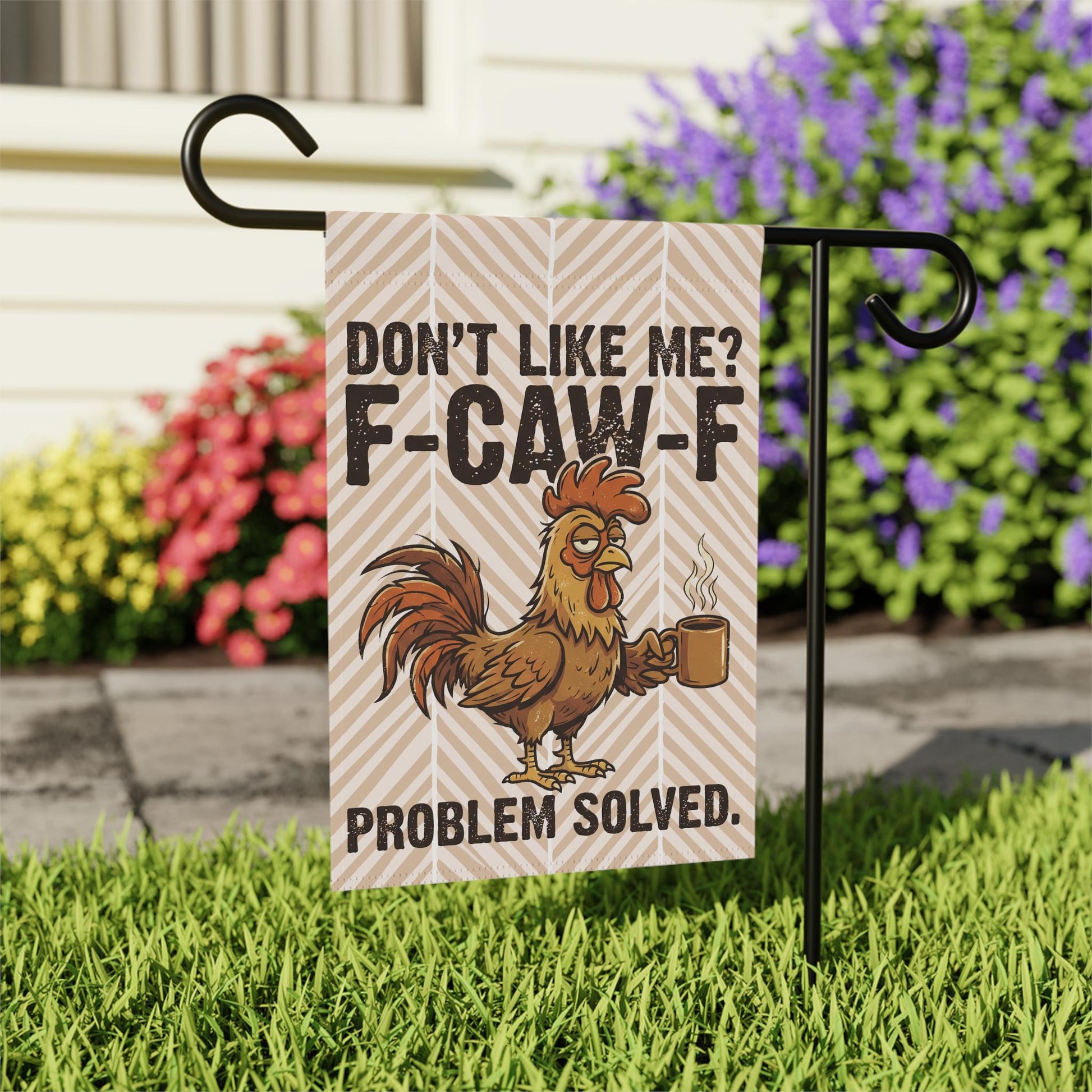 FCAWF Chicken Lover Garden Flag, Tired Rooster Coffee Yard Banner, Funny Farmhouse Outdoor Decor, Animal Lover Decoration