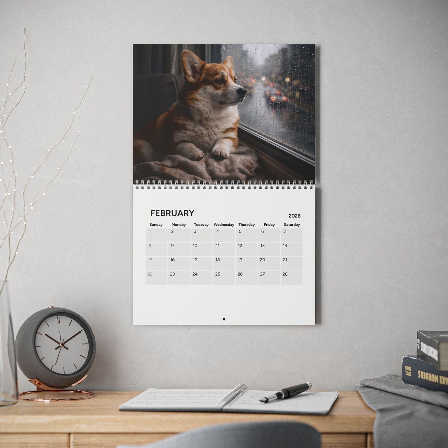 2026 Corgi Calendar, Wall Calendar For Office, Dog Mom Or Dad Gift, Pet Owner Decor