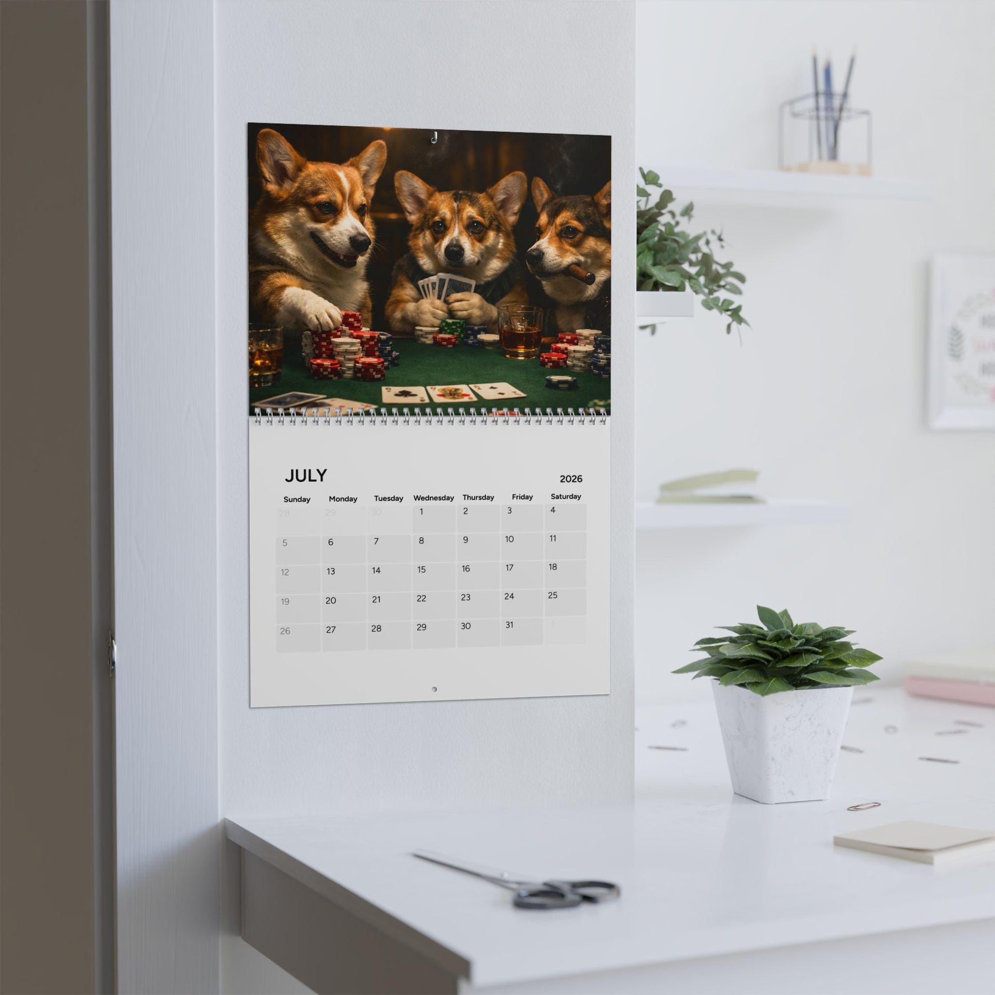 2026 Corgi Calendar, Wall Calendar For Office, Dog Mom Or Dad Gift, Pet Owner Decor