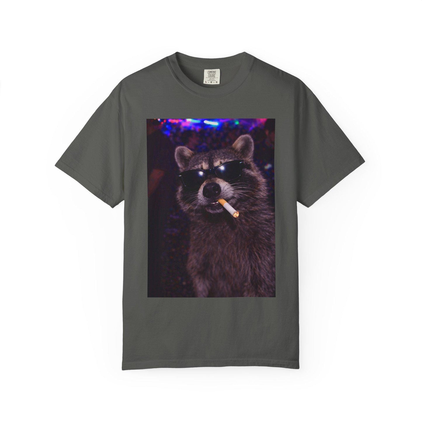 Funny Raccoon Shirt, Hilarious Smoking Night Club Raccoon T-Shirt, Animal Lover TShirt Gag Gift, Waddup Babygirl? Tee