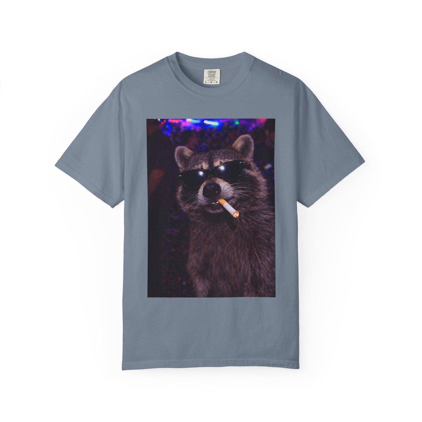 Funny Raccoon Shirt, Hilarious Smoking Night Club Raccoon T-Shirt, Animal Lover TShirt Gag Gift, Waddup Babygirl? Tee