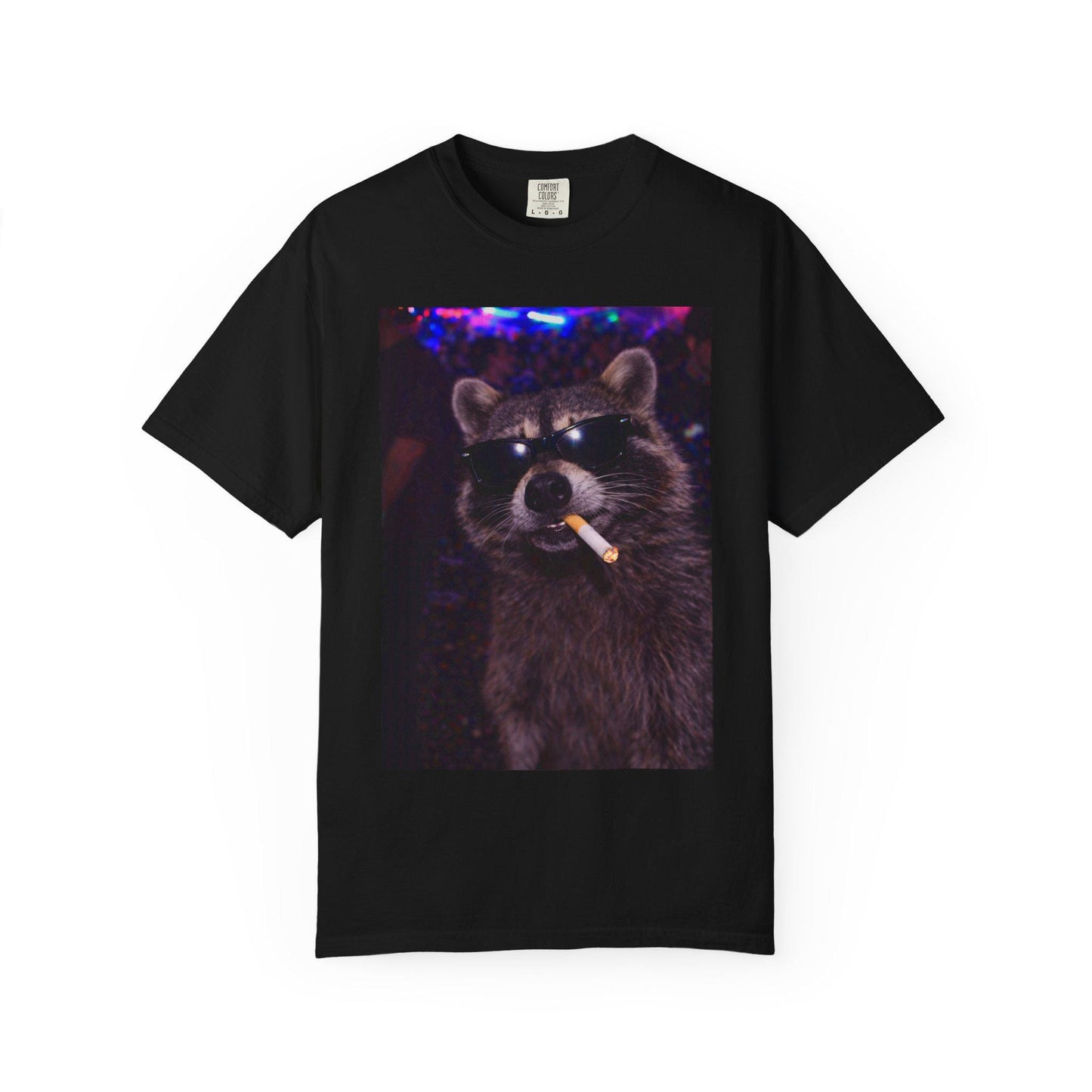 Funny Raccoon Shirt, Hilarious Smoking Night Club Raccoon T-Shirt, Animal Lover TShirt Gag Gift, Waddup Babygirl? Tee