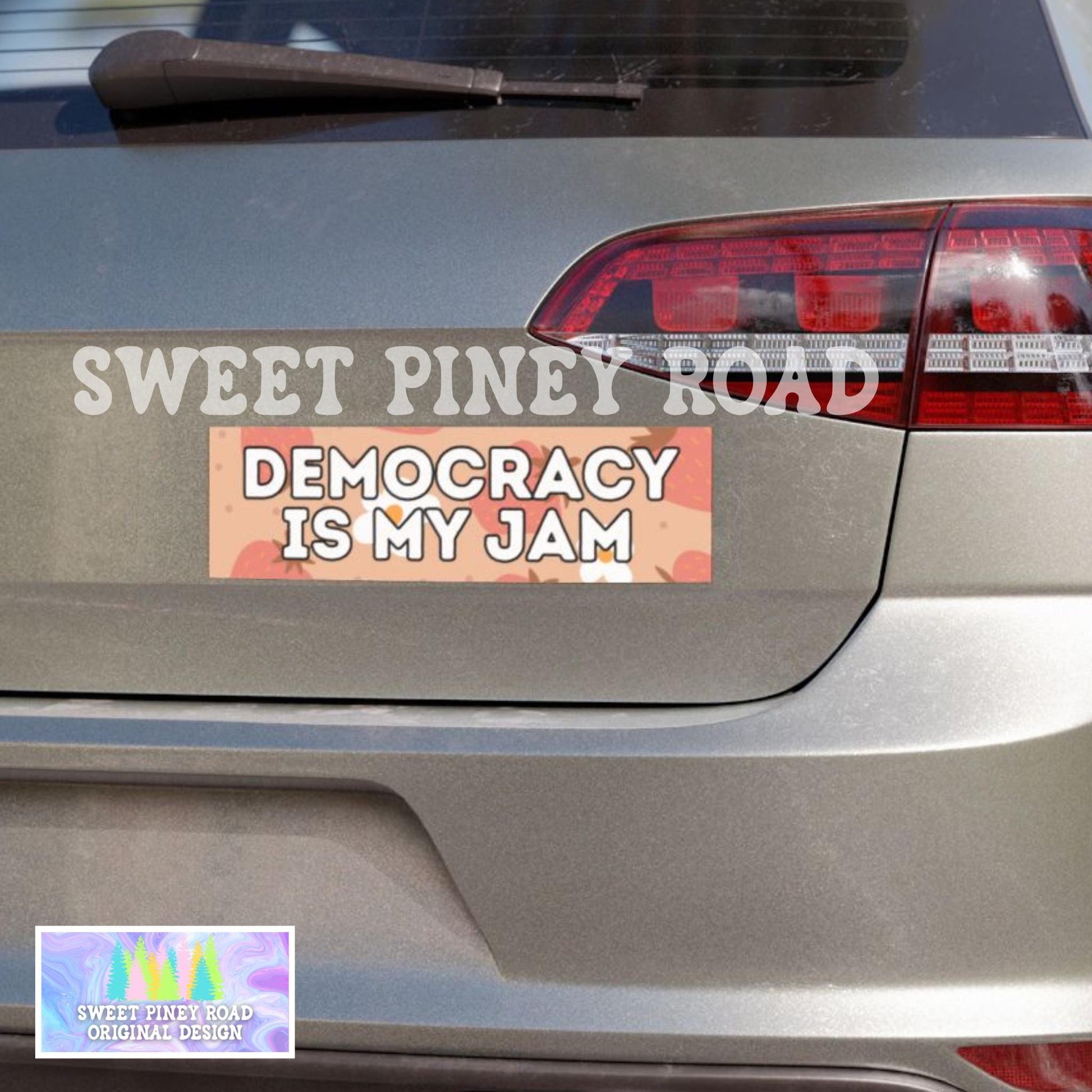 Democracy Is My Jam Car Magnet, Political Activist Bumper Sticker, Cute Democrat Protest Decal, FDT Anti Trump Merch, Not My President
