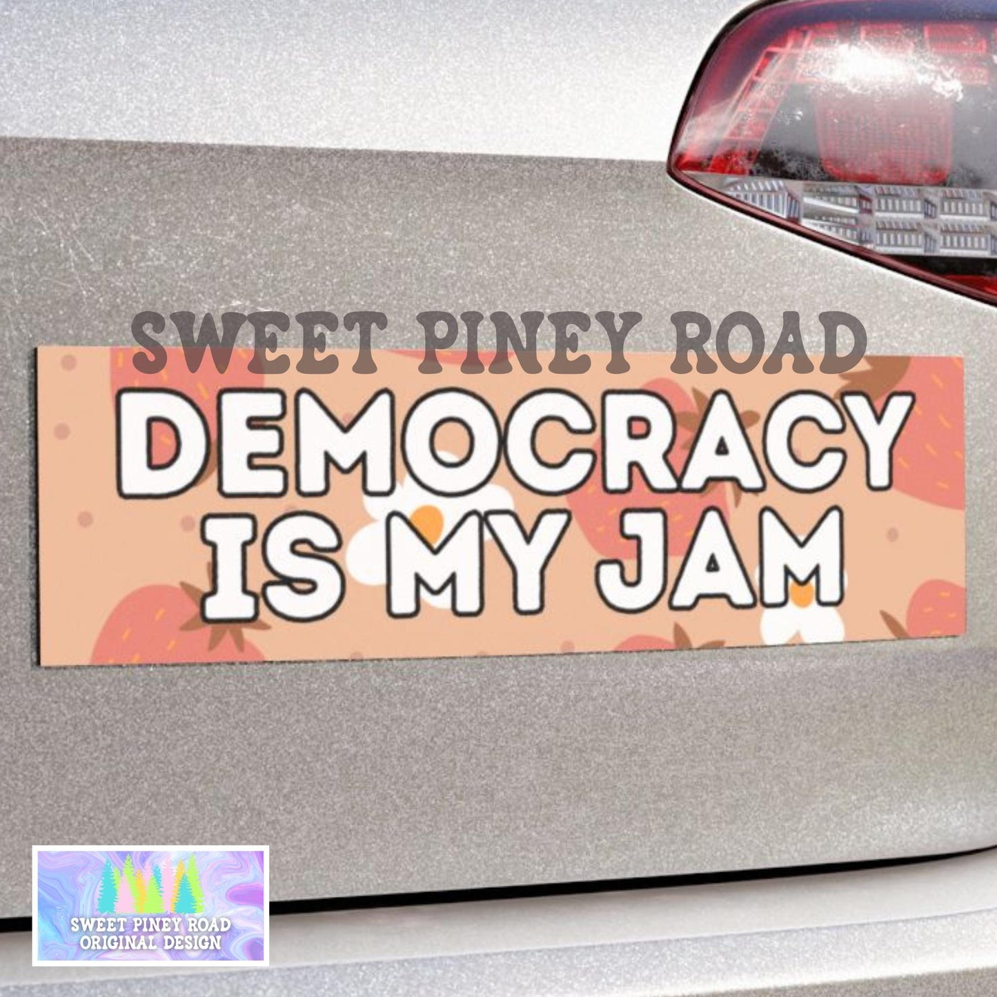 Democracy Is My Jam Car Magnet, Political Activist Bumper Sticker, Cute Democrat Protest Decal, FDT Anti Trump Merch, Not My President