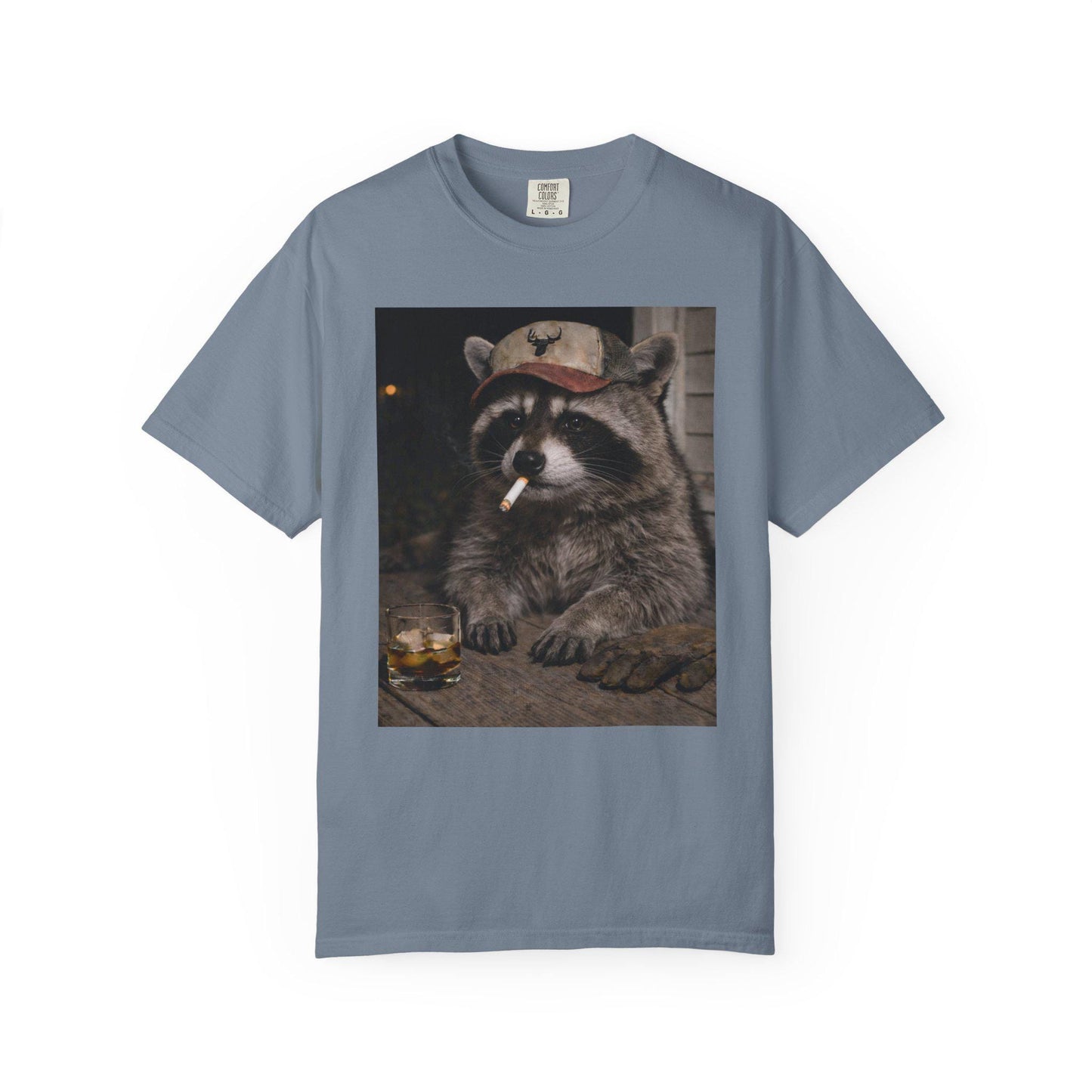 Funny Raccoon Shirt, Hilarious Smoking Blue Collar Racoon Tshirt, Animal Lover T-Shirt Gag Gift, Country Themed Animal Tee, Cursed Humor