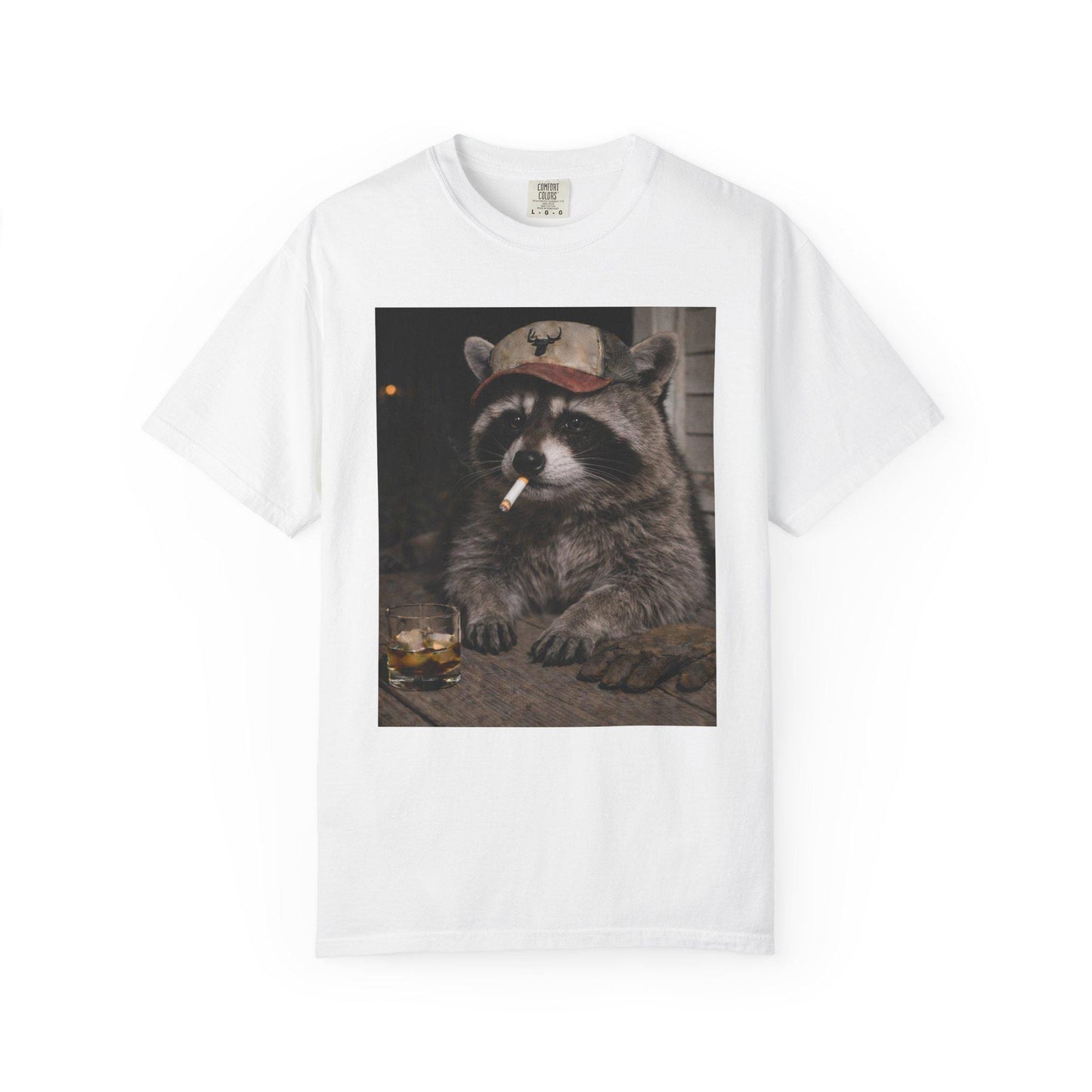 Funny Raccoon Shirt, Hilarious Smoking Blue Collar Racoon Tshirt, Animal Lover T-Shirt Gag Gift, Country Themed Animal Tee, Cursed Humor
