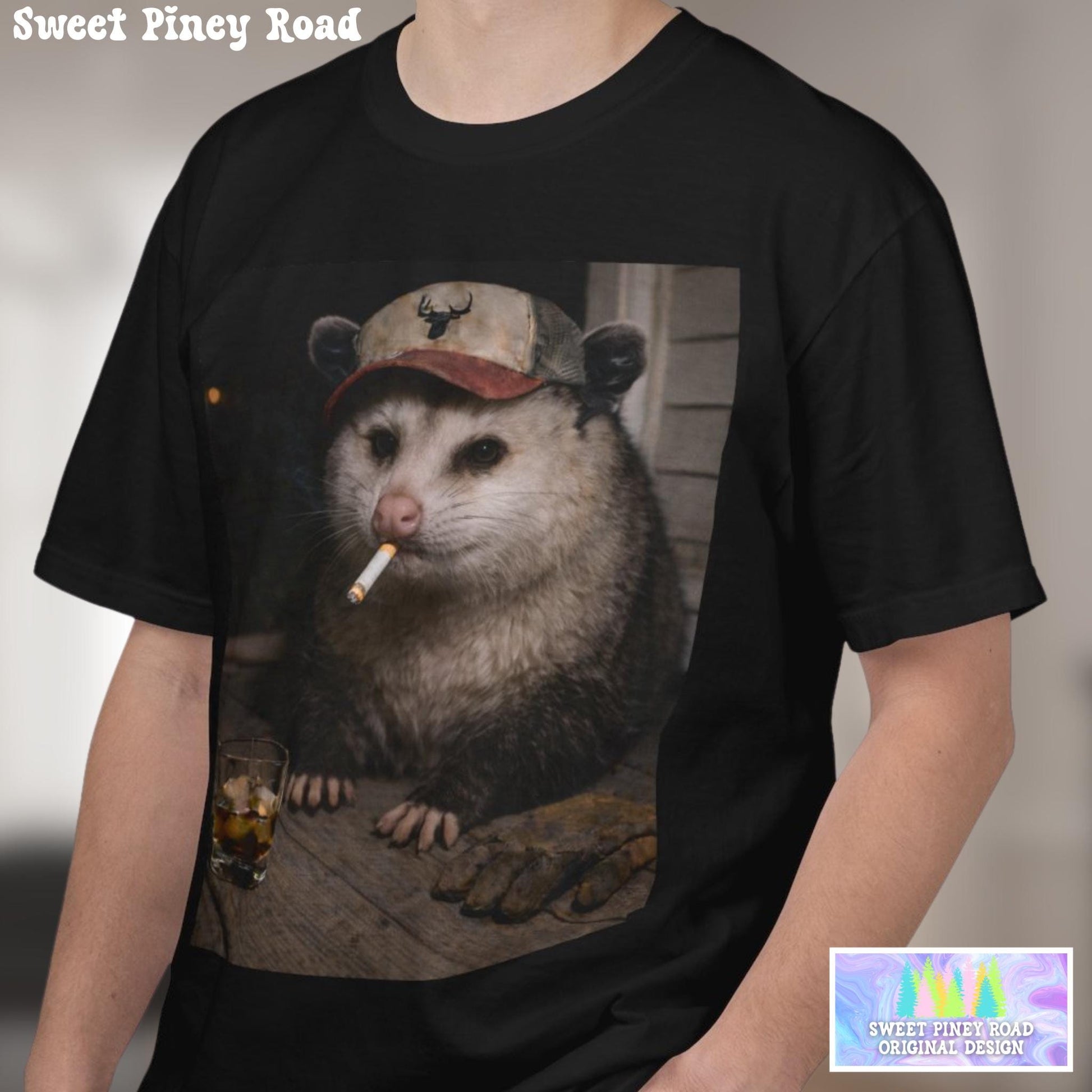 Funny Possum Shirt, Hilarious Smoking Blue Collar Opossum Tshirt, Animal Lover T-Shirt Gag Gift, Country Themed Animal Tee, Cursed Humor