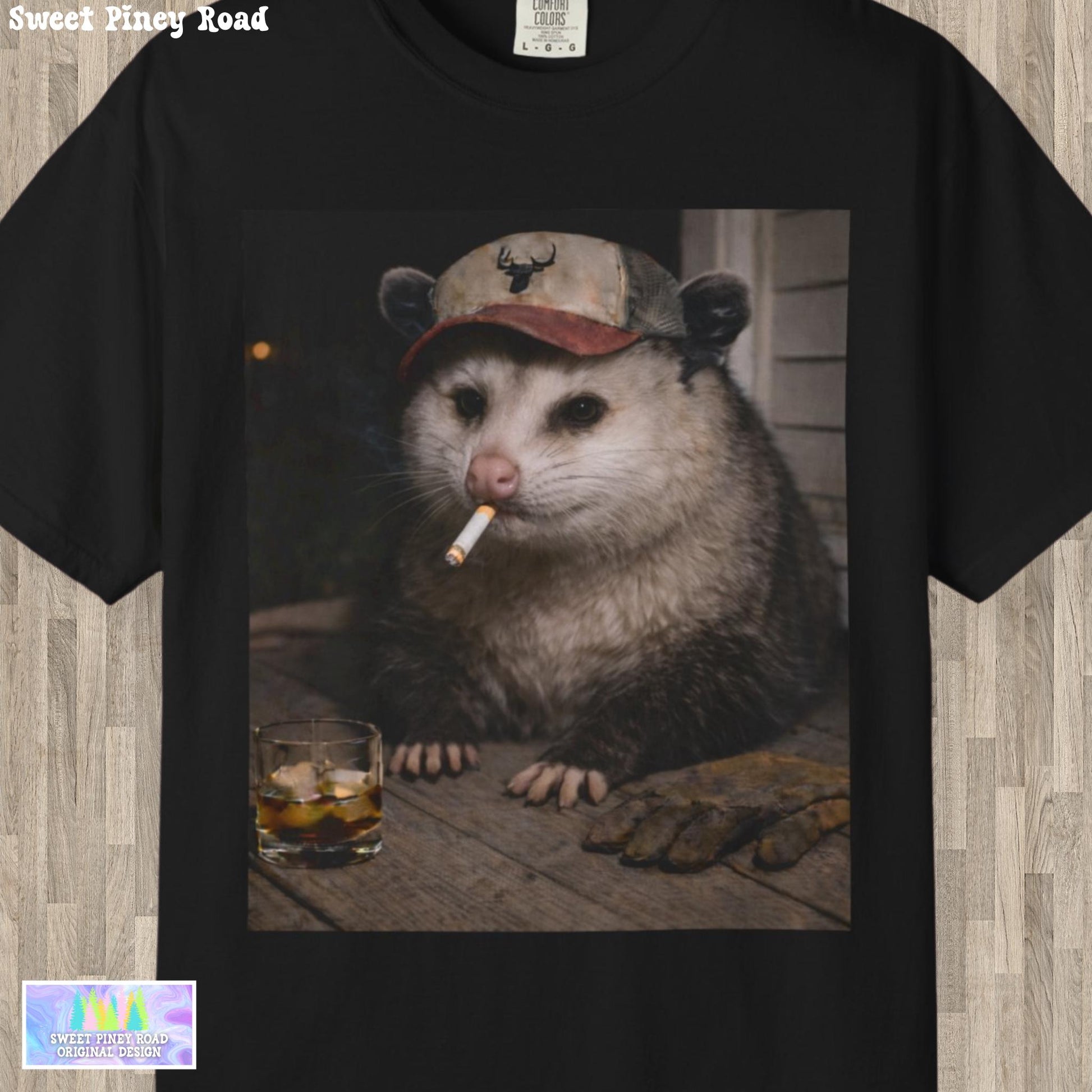 Funny Possum Shirt, Hilarious Smoking Blue Collar Opossum Tshirt, Animal Lover T-Shirt Gag Gift, Country Themed Animal Tee, Cursed Humor