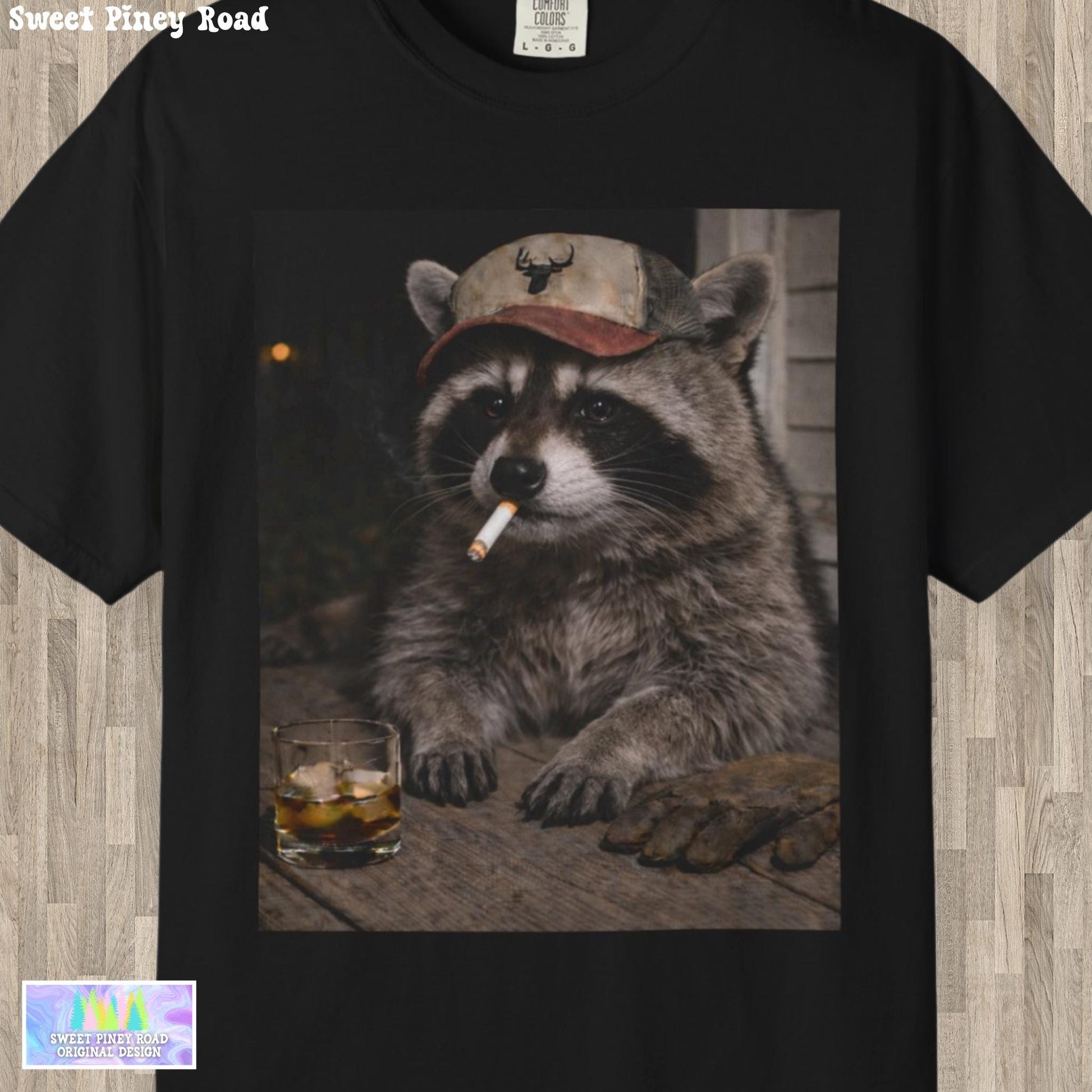 Funny Raccoon Shirt, Hilarious Smoking Blue Collar Racoon Tshirt, Animal Lover T-Shirt Gag Gift, Country Themed Animal Tee, Cursed Humor
