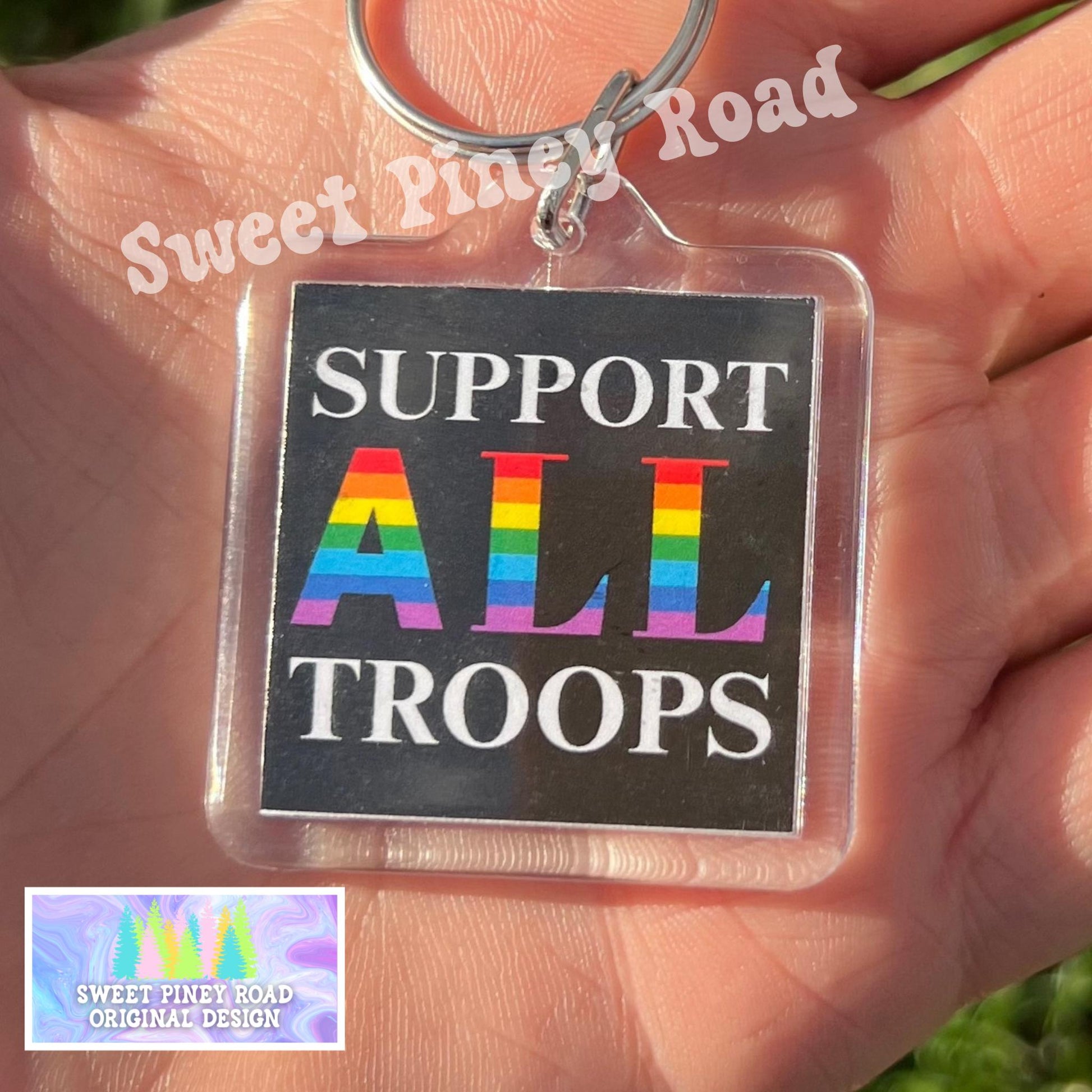 Support All Troops Keychain, Anti Trump Political Bag Charm, Cute Rainbow LGBTQIA+ Protest Bag Tag, FDT Gift For Democrat Acrylic Key Chains