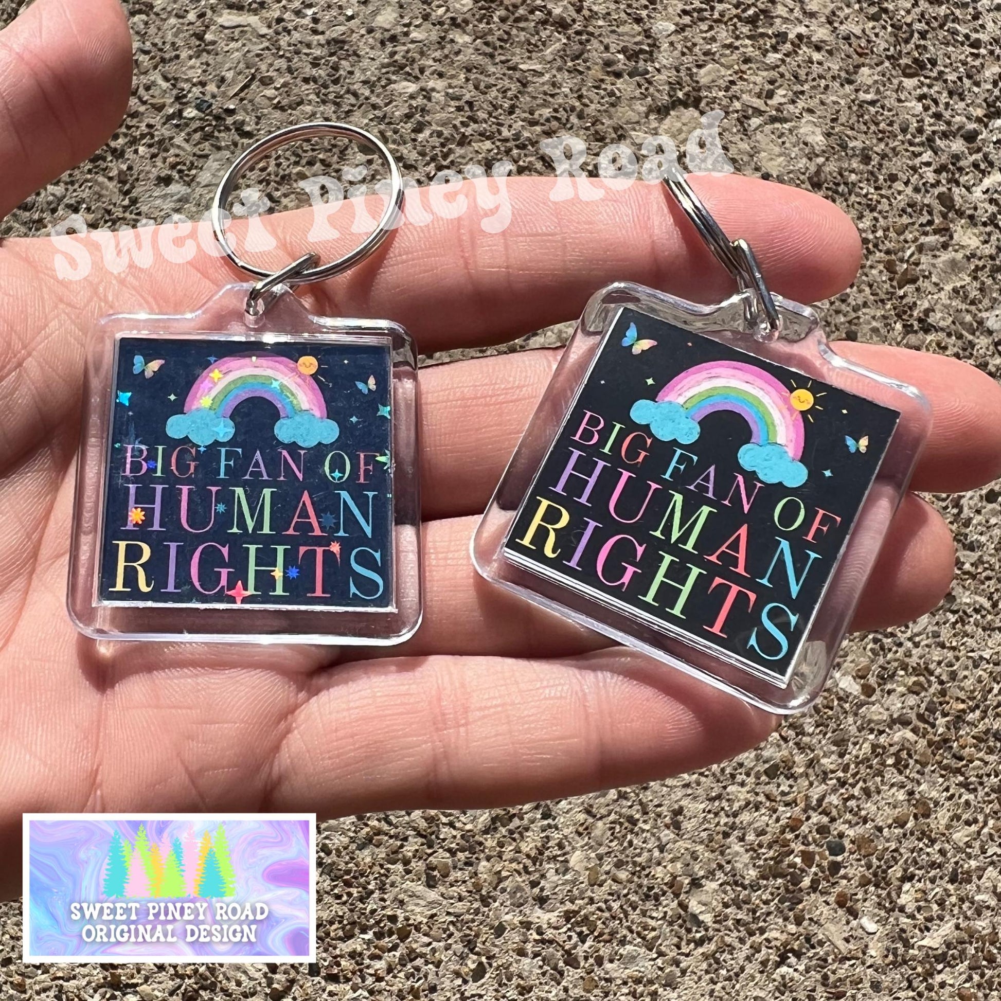 Big Fan Of Human Rights Keychain, Equality Political Bag Charm, Anti Trump Protest Bag Tag, FDT Gift For Democrat Acrylic Key Chains