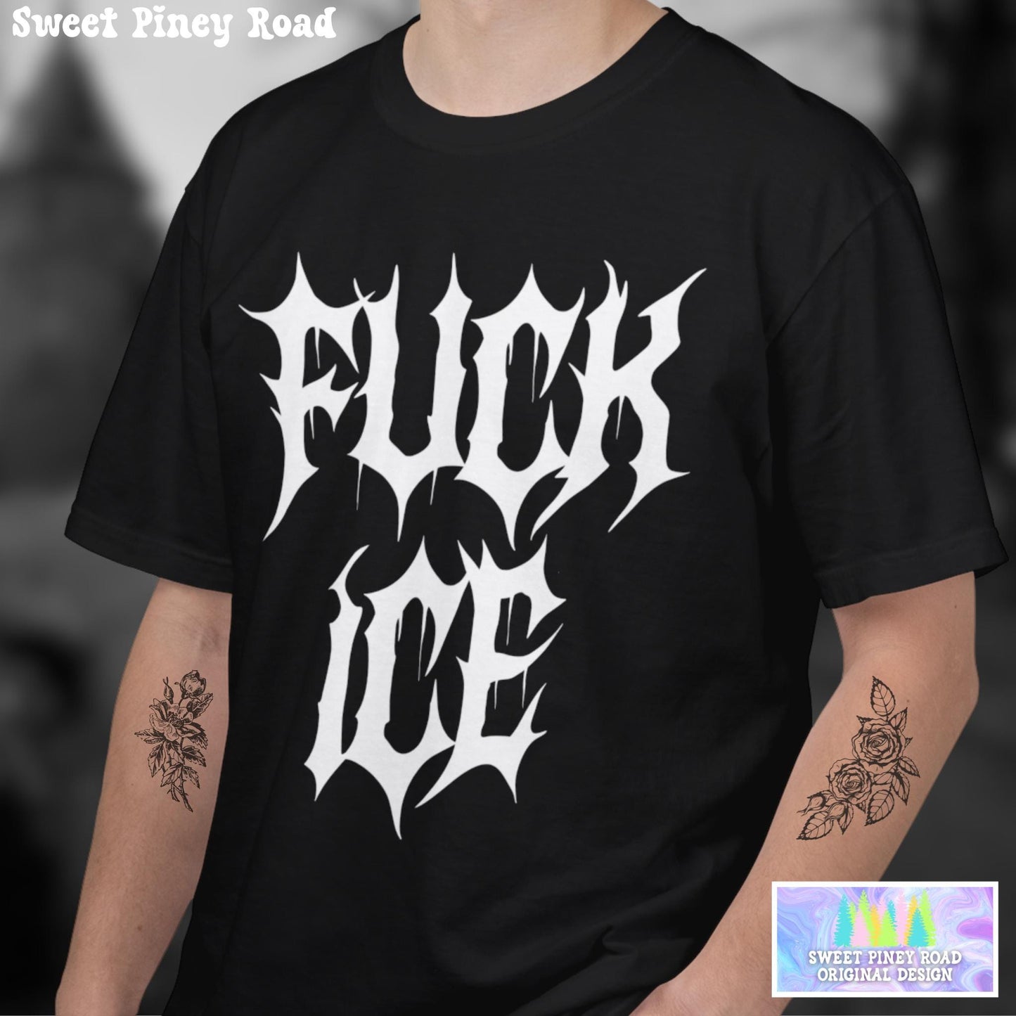 F*ck ICE Metalcore Shirt, Alternative Goth Abolish ICE Tshirt, Goth Font Tee, Deathcore Hardcore FDT T-Shirt, Anti Trump Pro Immigration