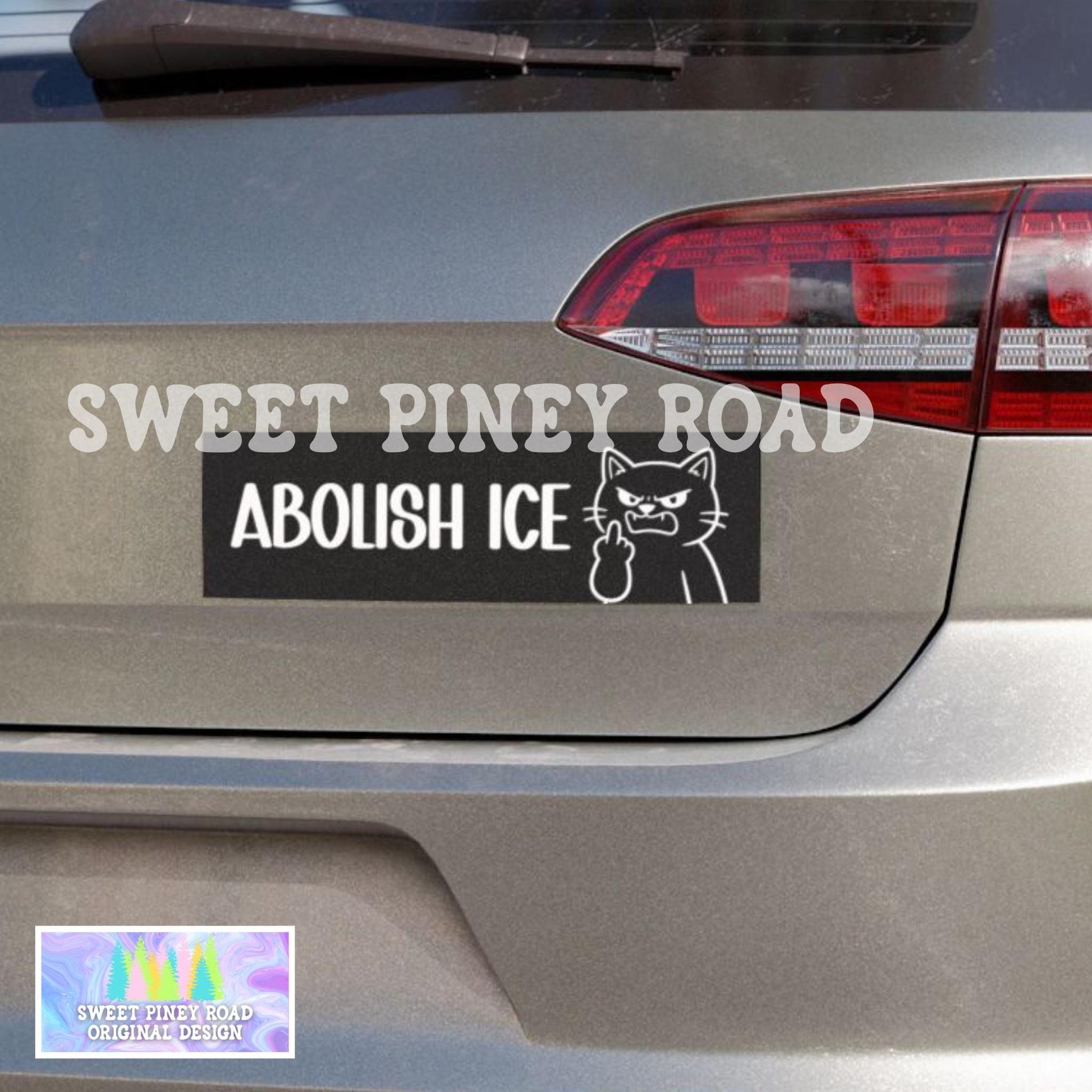 Abolish ICE Car Magnet, Funny Anti ICE Bumper Sticker, Cute Cat Protest Decal, Anti Trump Middle Finger Kitty FDT, Chinga La Migra